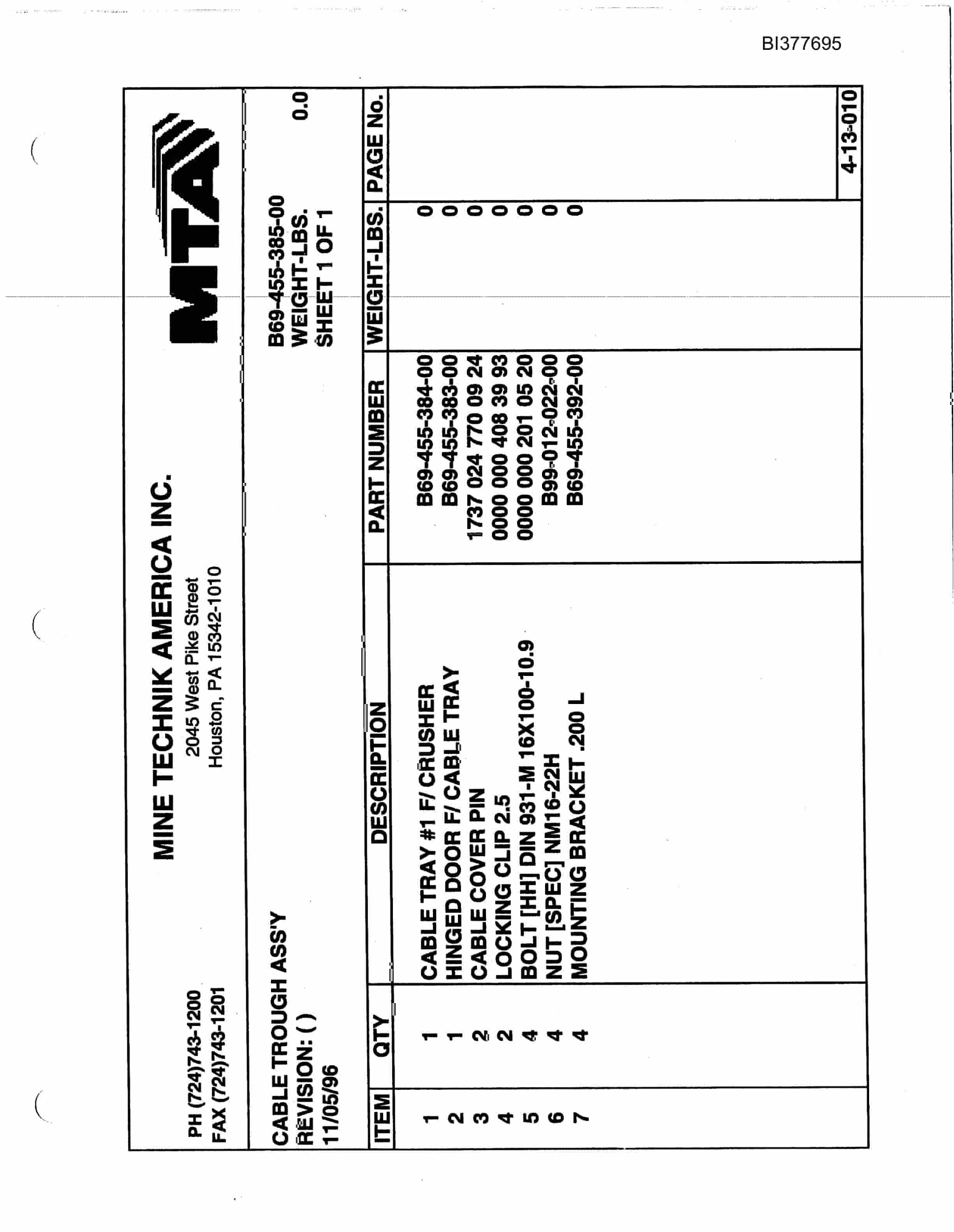 Caterpillar Cyprus 20 Mile Mine Parts Manual BI377695-3
