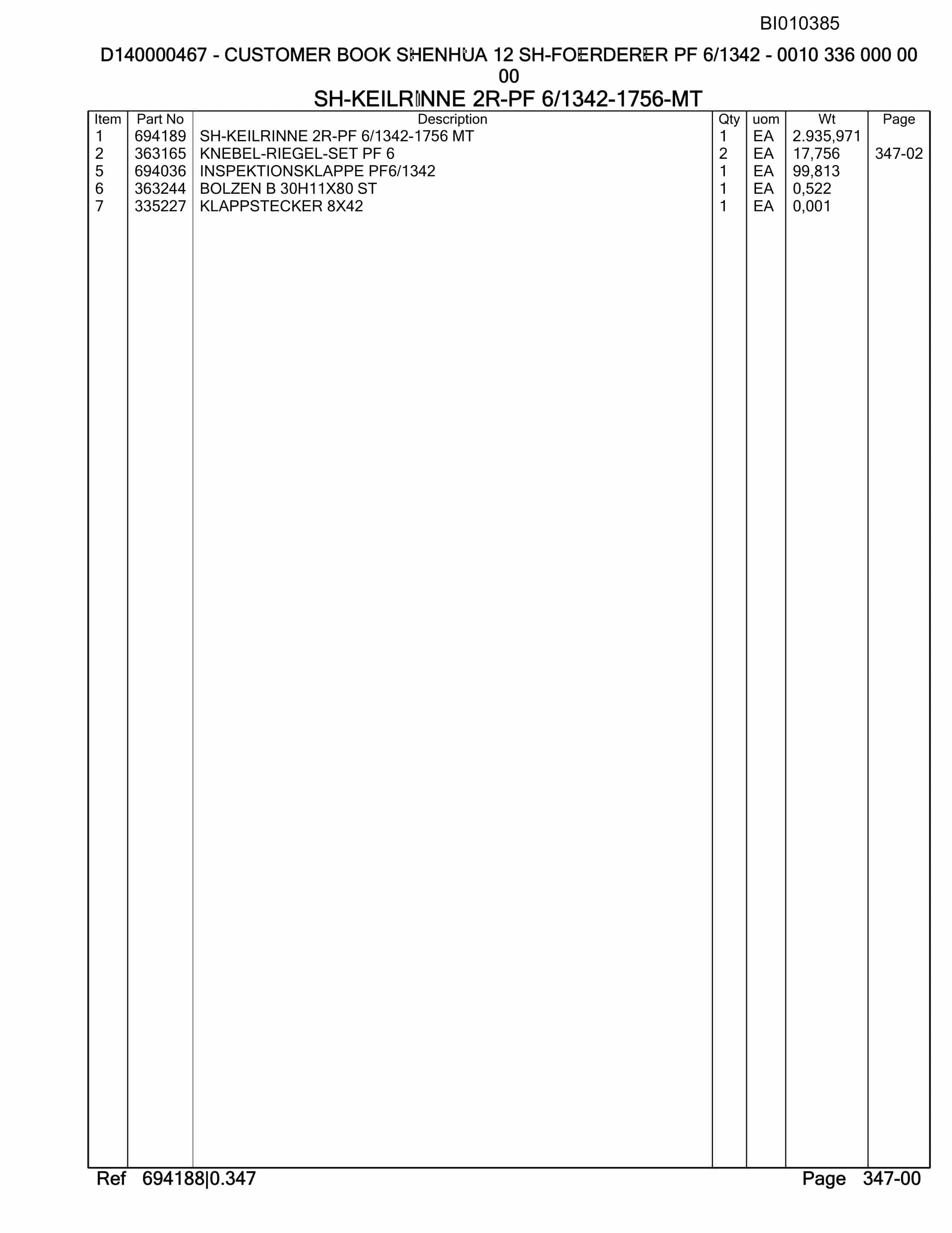 Caterpillar D140000467 Parts Manual BI010385-3