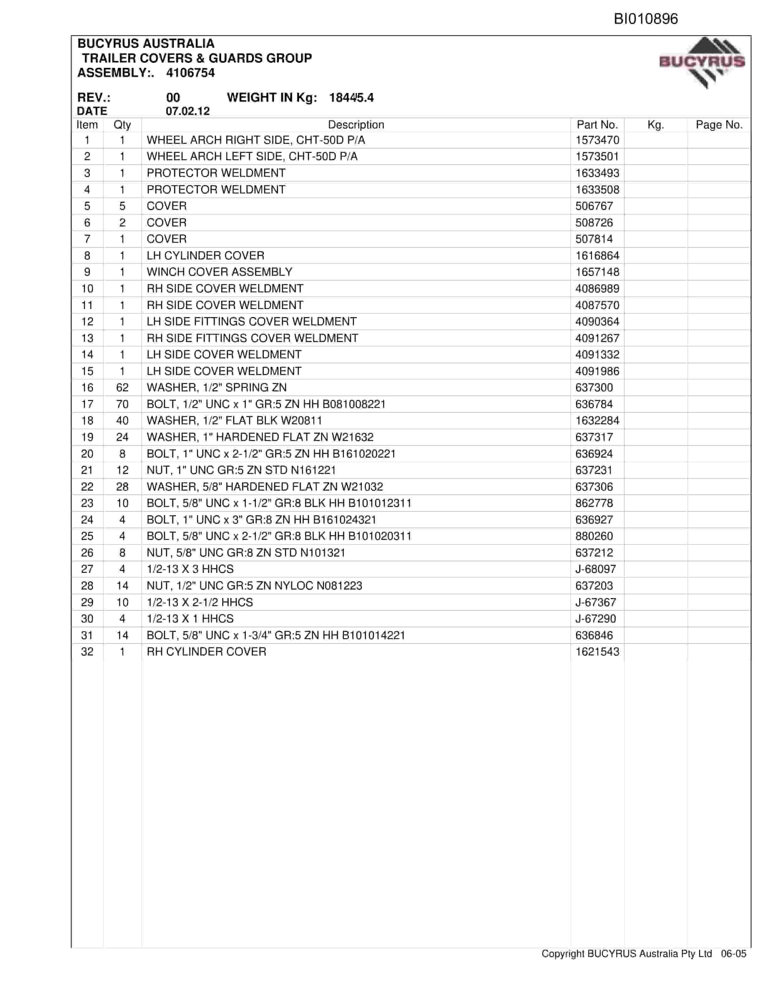 Caterpillar Delta SBD CHT50 2012 Parts Manual BI010896-5