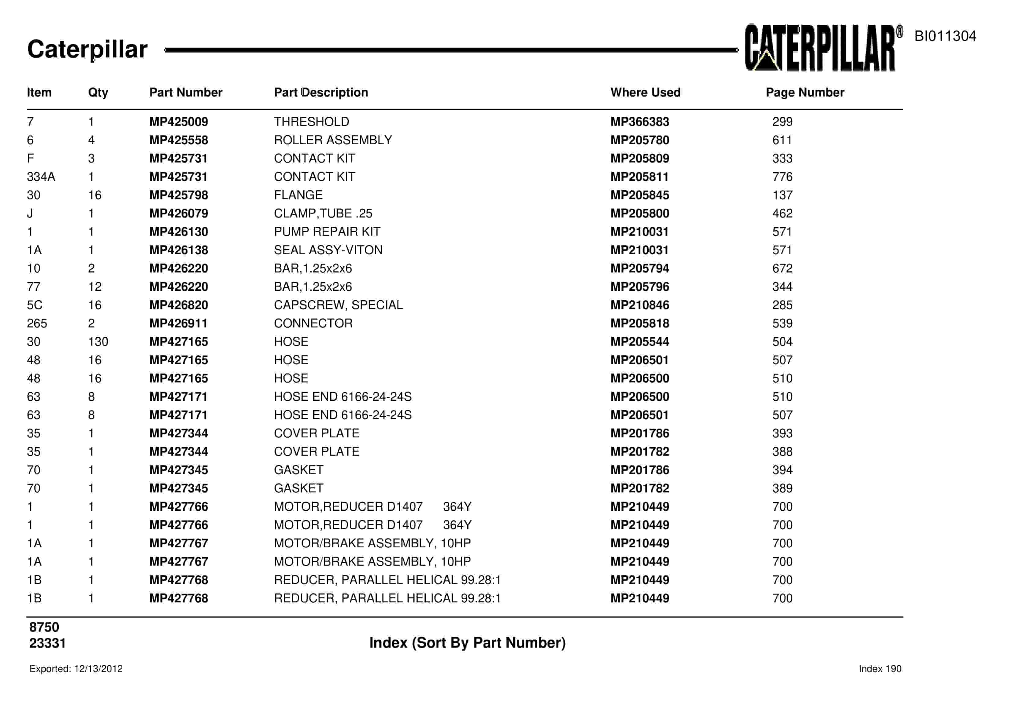 Caterpillar Dragline Parts Manual BI011304-5