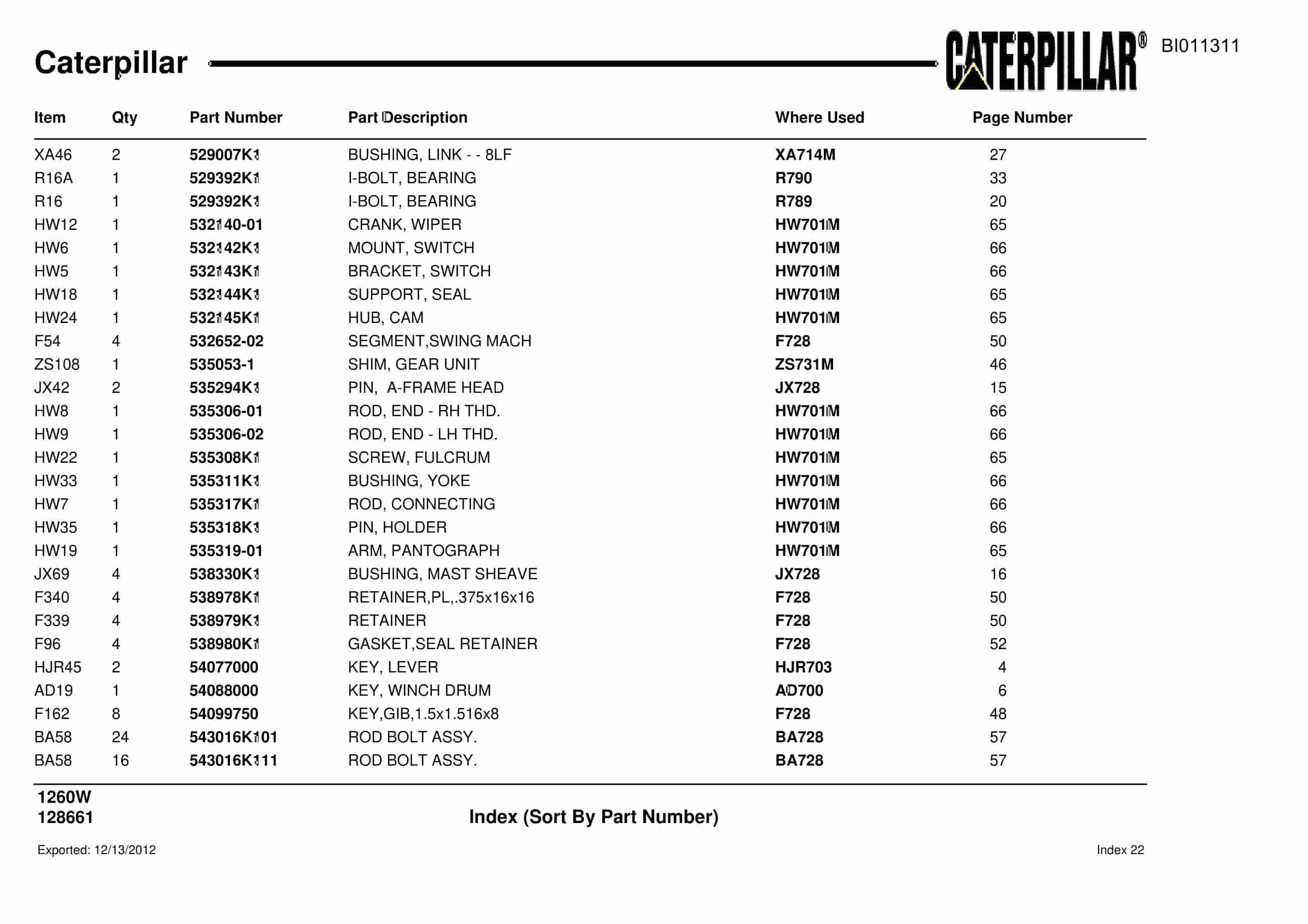 Caterpillar Dragline Parts Manual BI011311-3