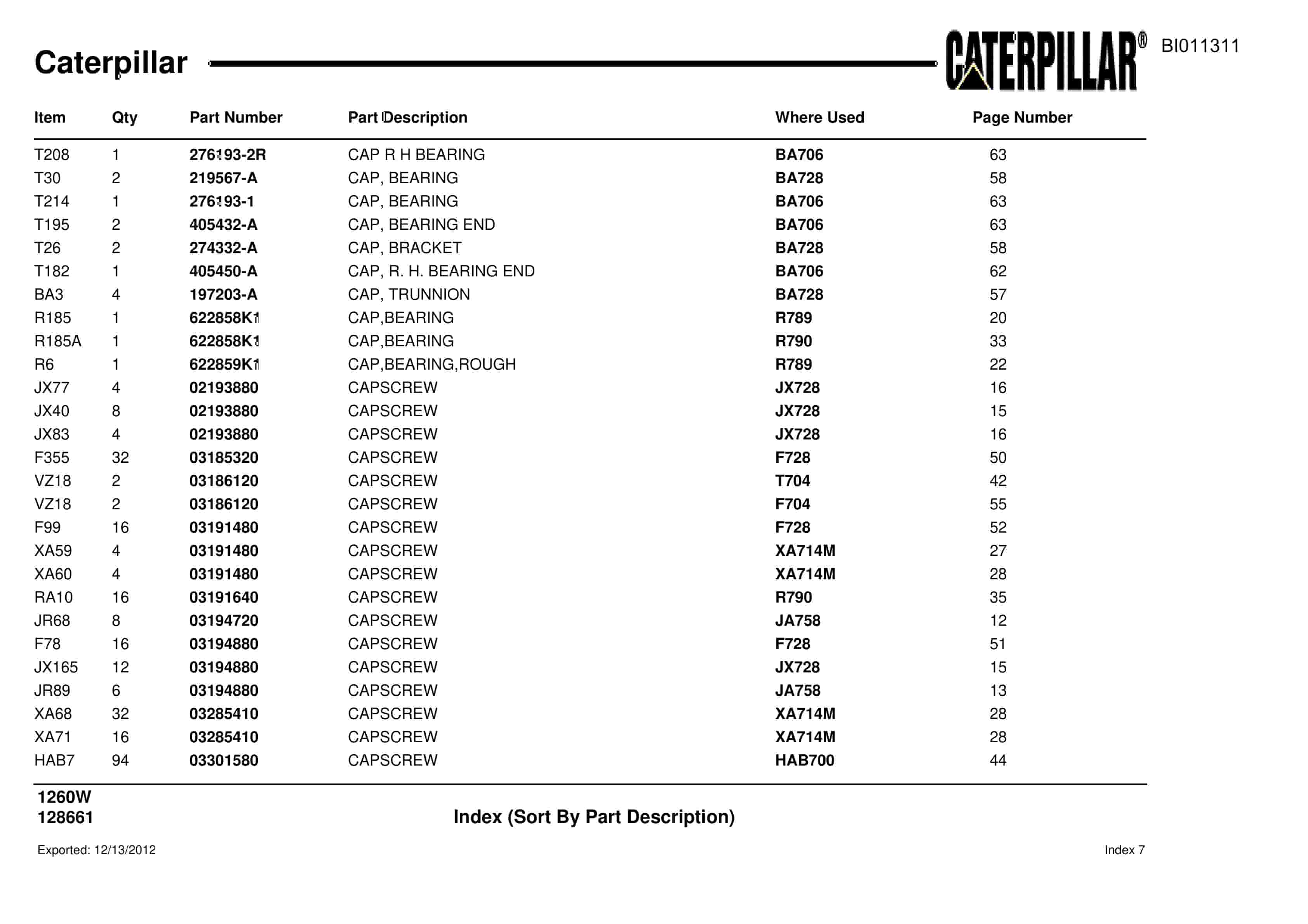 Caterpillar Dragline Parts Manual BI011311-5