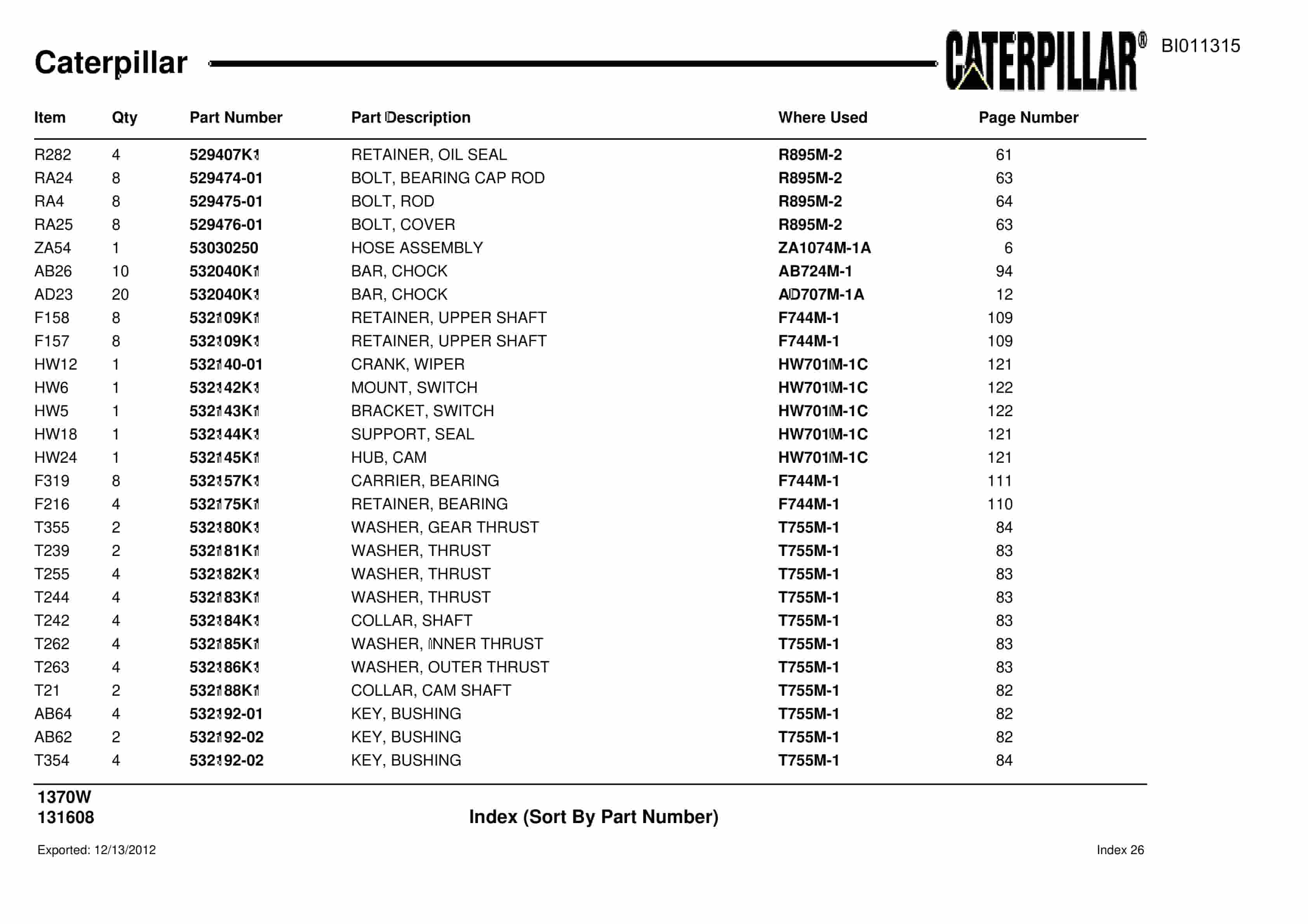 Caterpillar Dragline Parts Manual BI011315-3