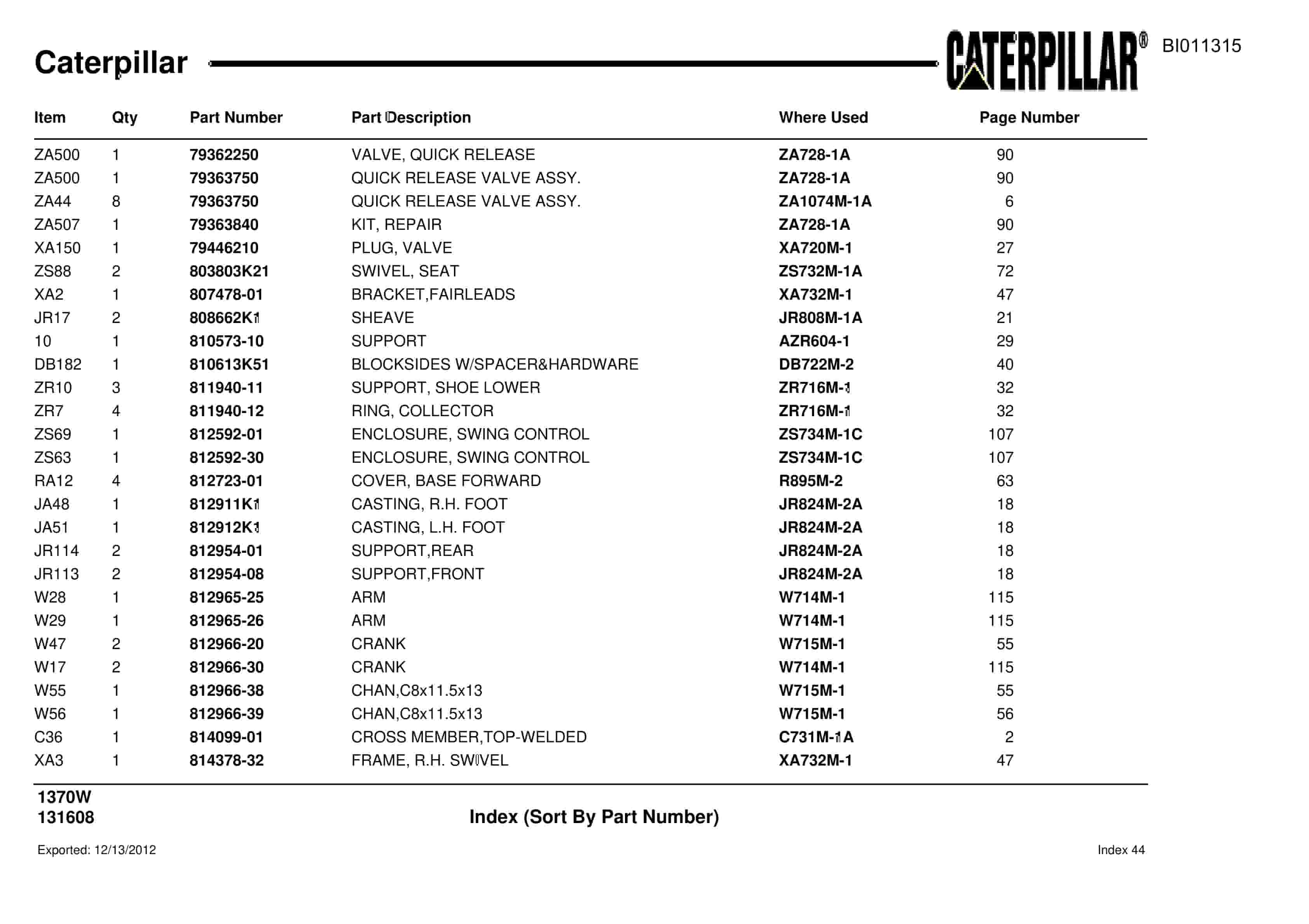 Caterpillar Dragline Parts Manual BI011315-4