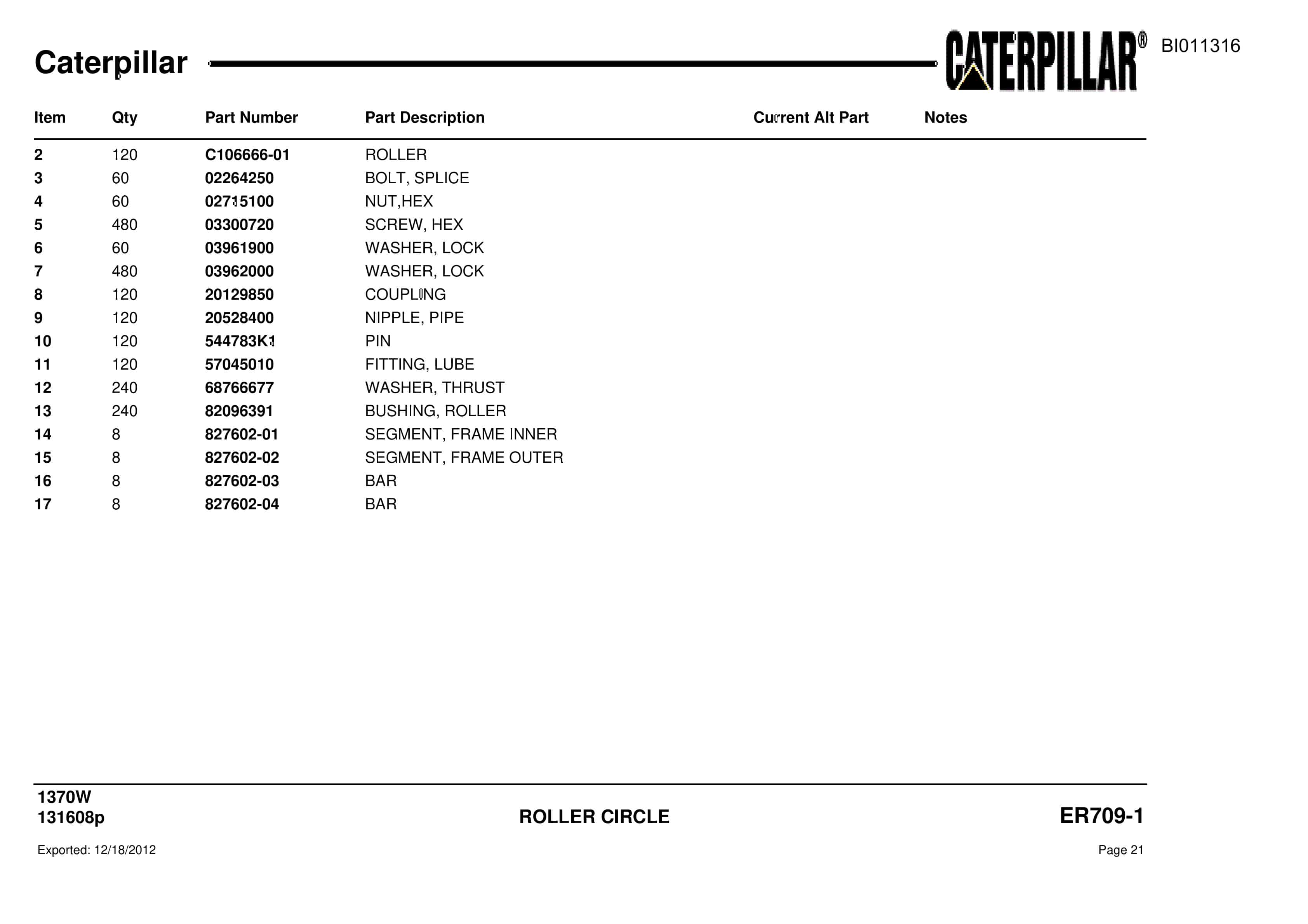 Caterpillar Dragline Parts Manual BI011316-3