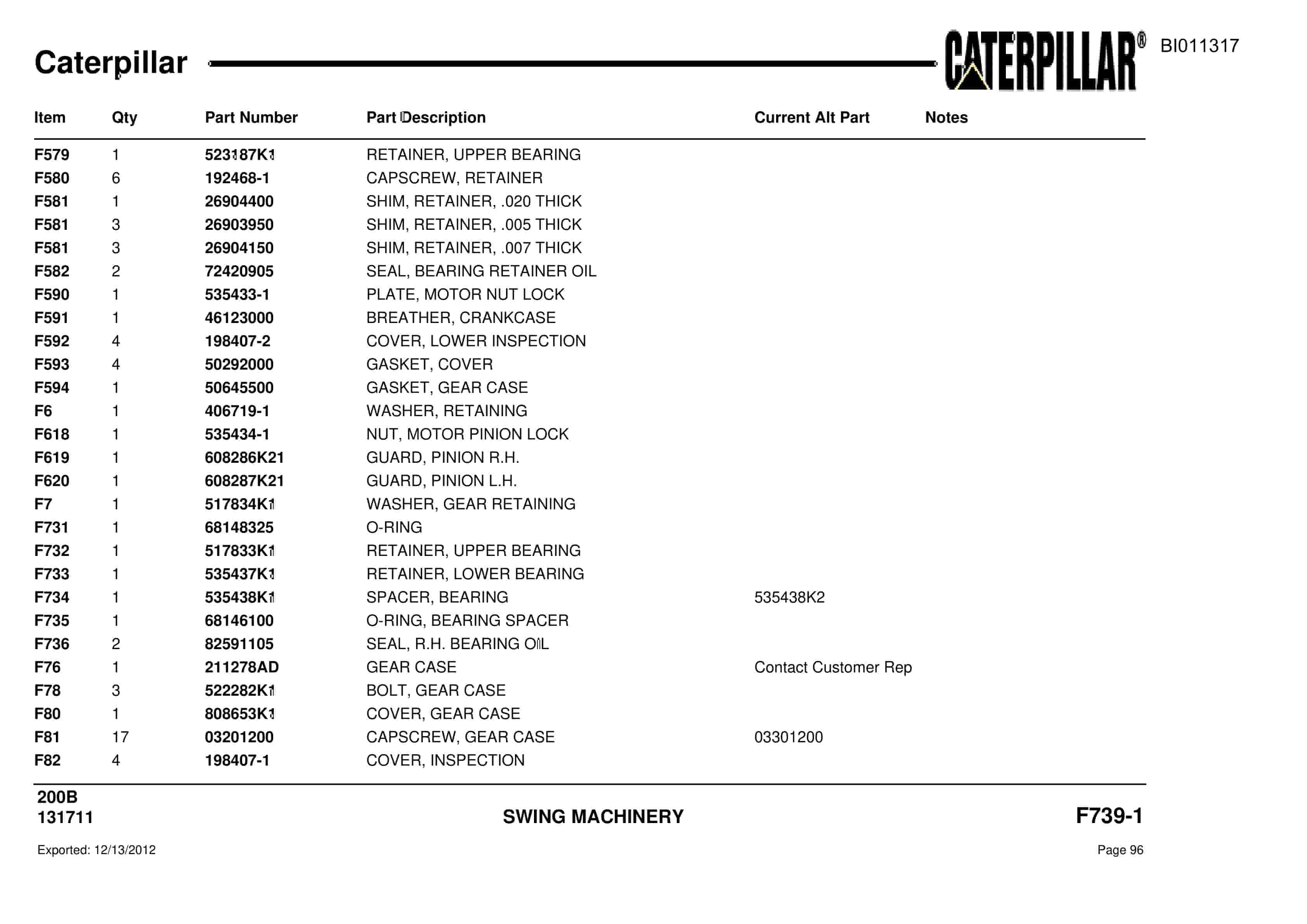 Caterpillar Dragline Parts Manual BI011317-2