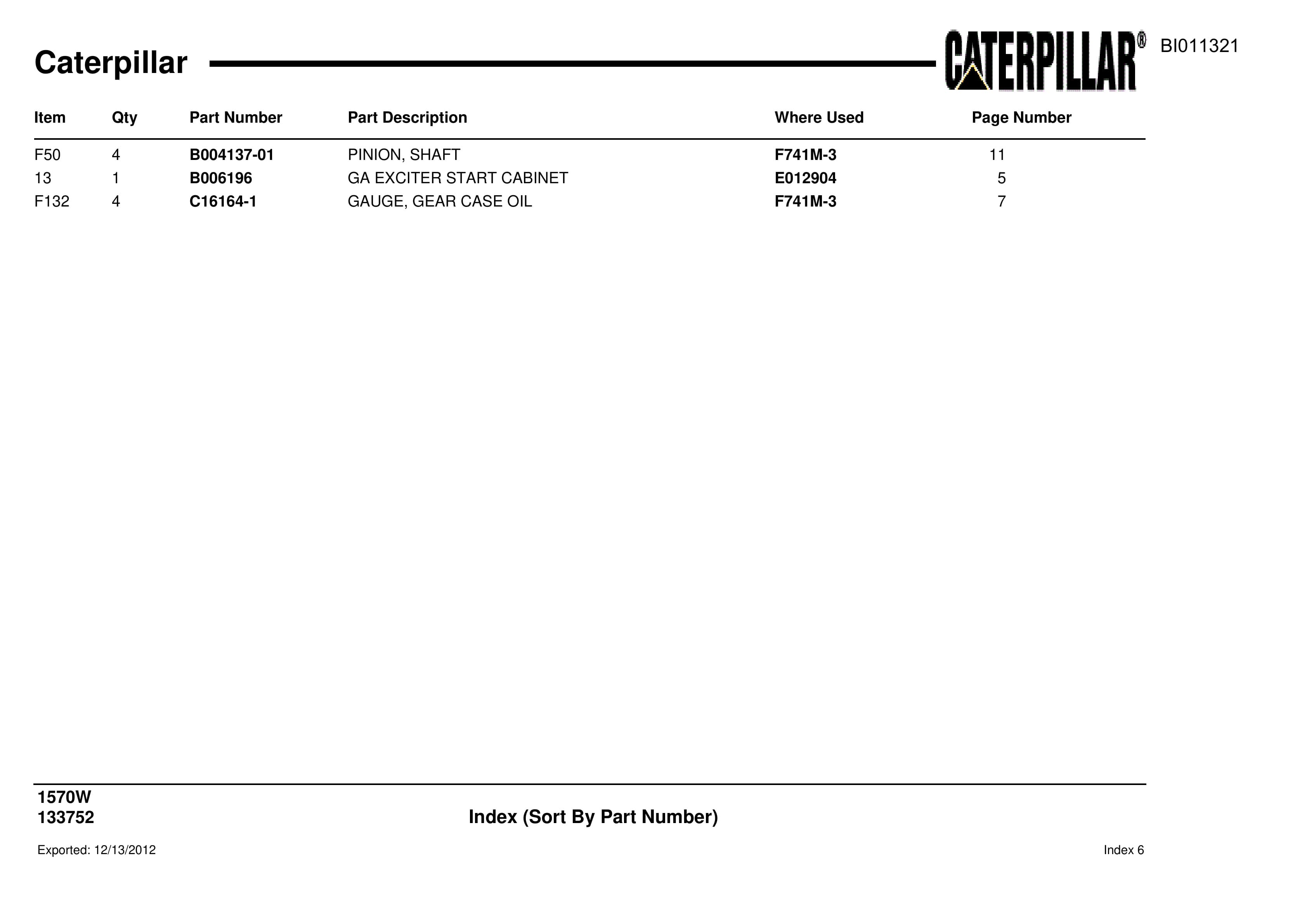 Caterpillar Dragline Parts Manual BI011321-4