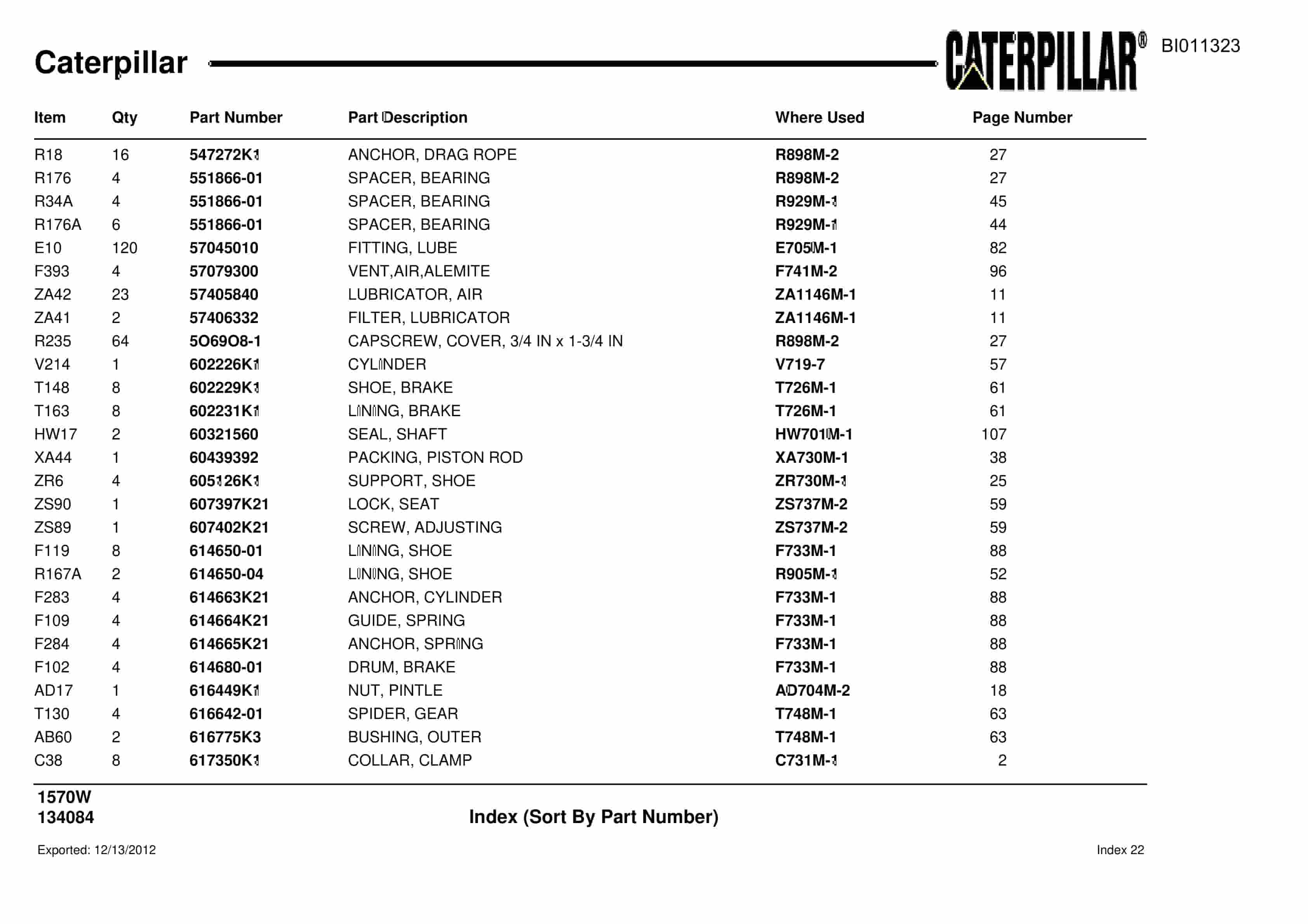 Caterpillar Dragline Parts Manual BI011323-3