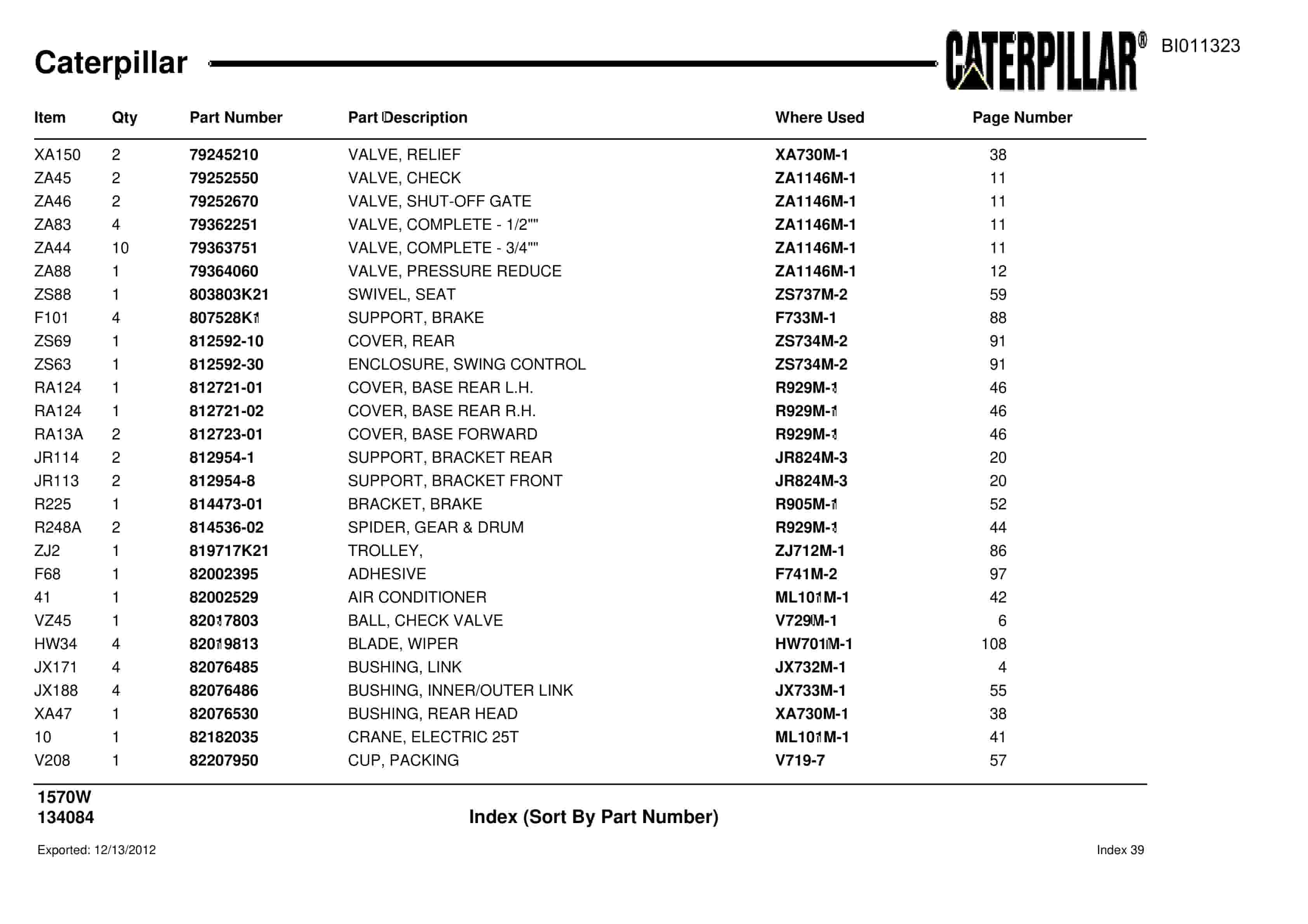 Caterpillar Dragline Parts Manual BI011323-4