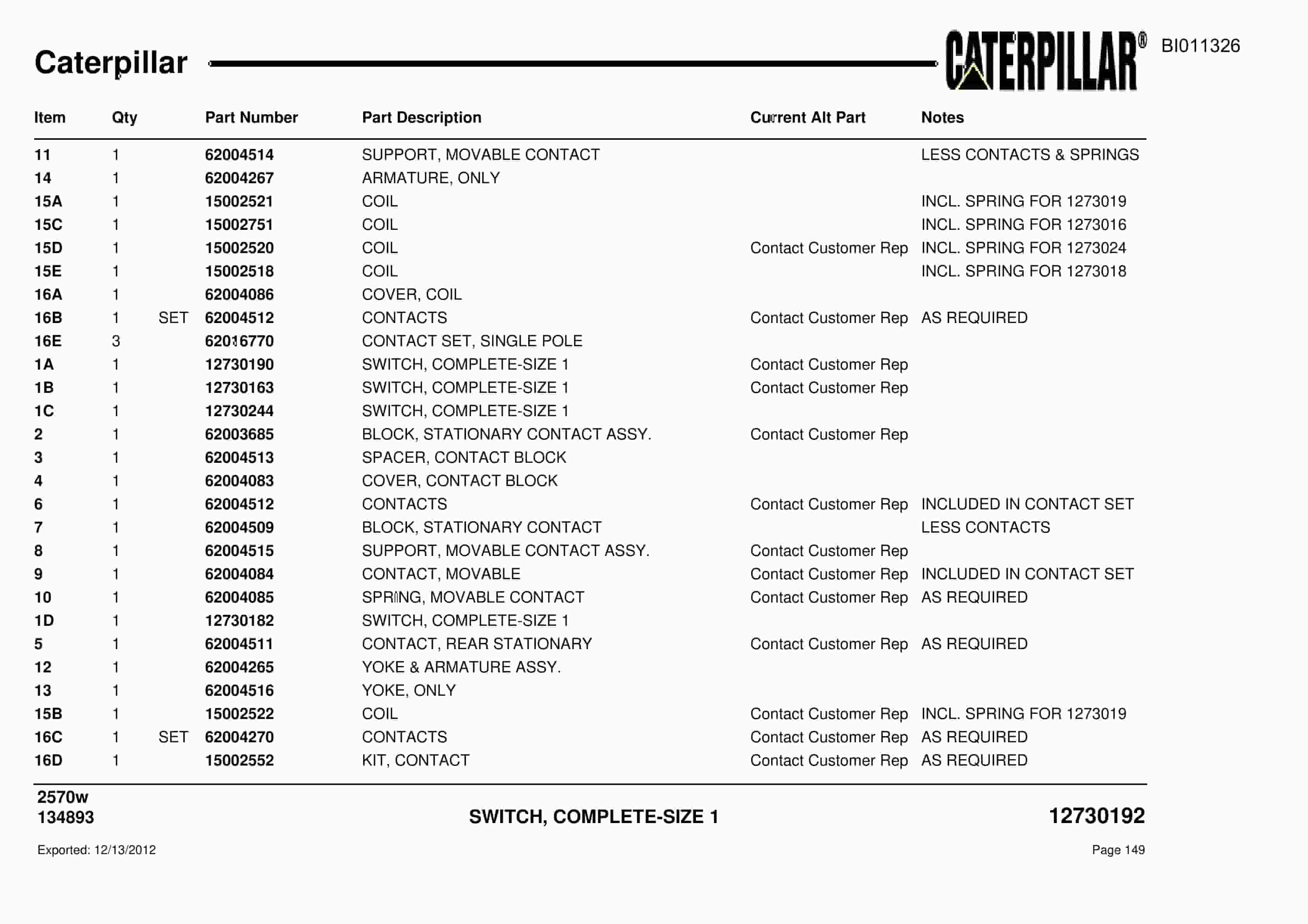 Caterpillar Dragline Parts Manual BI011326-2