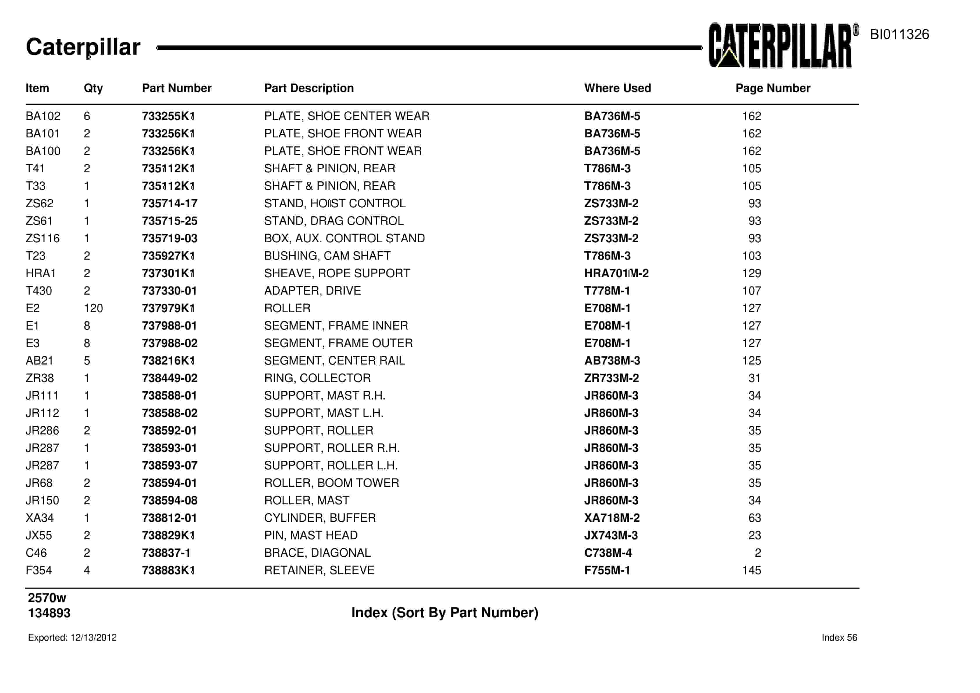 Caterpillar Dragline Parts Manual BI011326-4