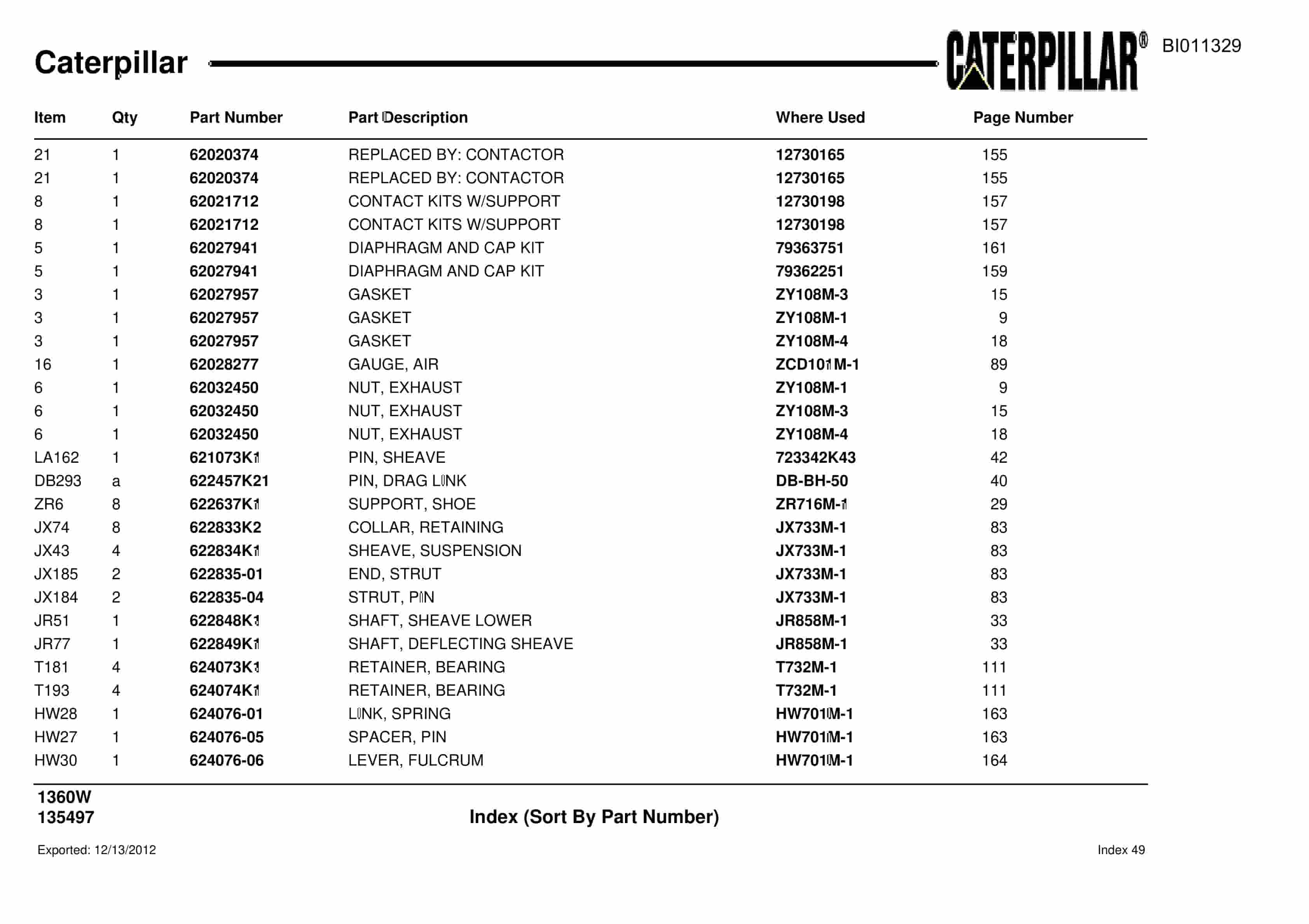 Caterpillar Dragline Parts Manual BI011329-4