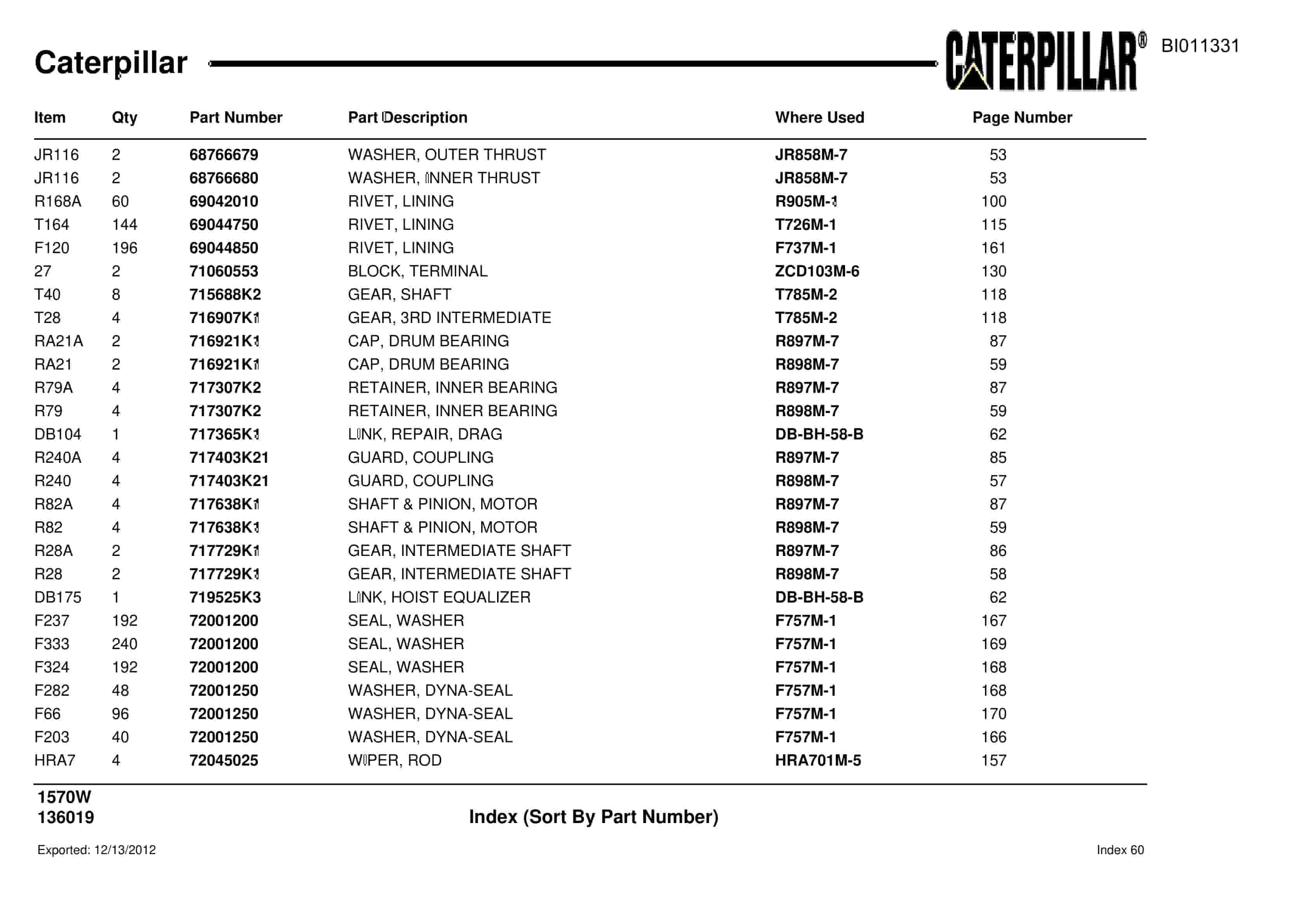 Caterpillar Dragline Parts Manual BI011331-4
