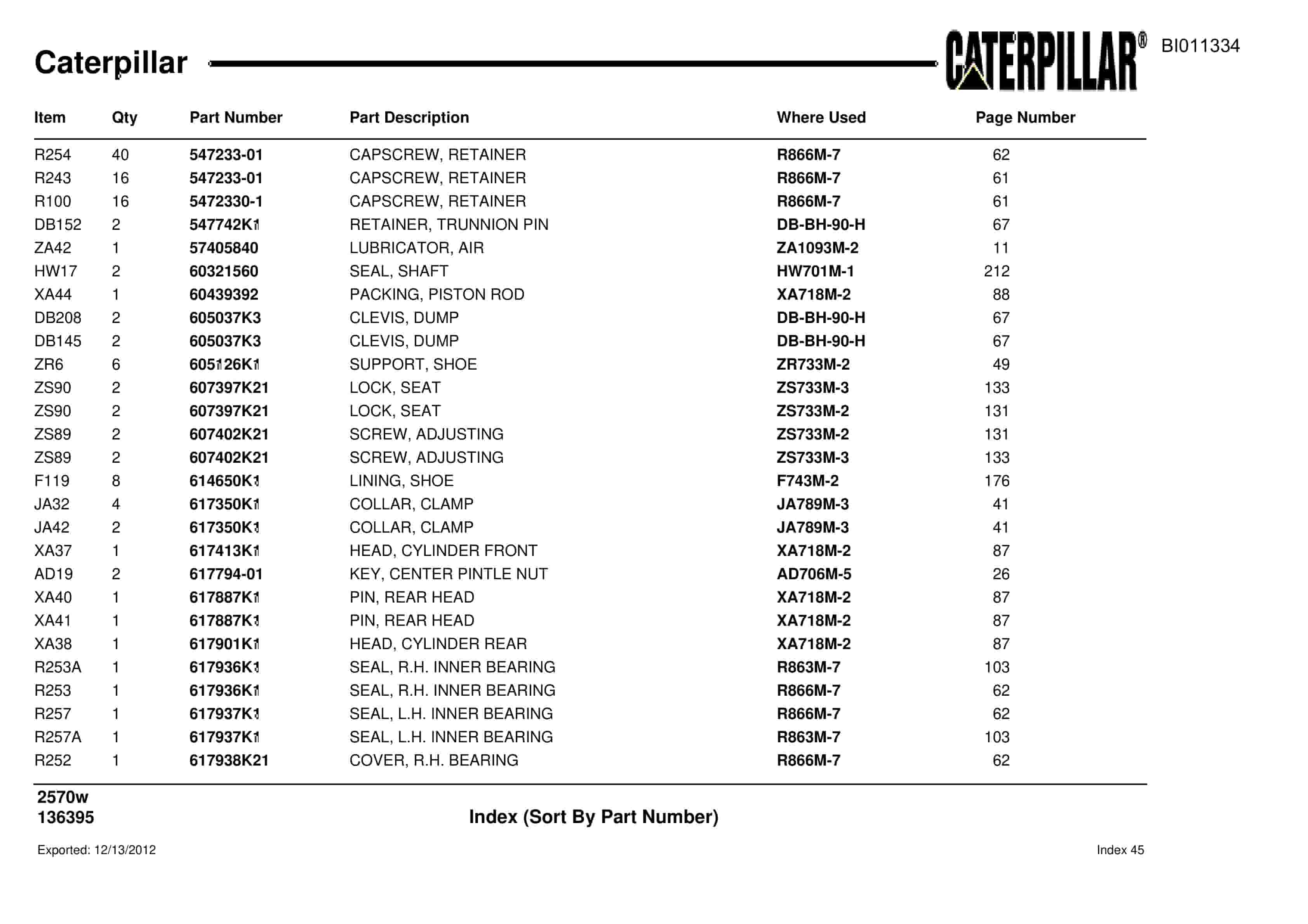 Caterpillar Dragline Parts Manual BI011334-3