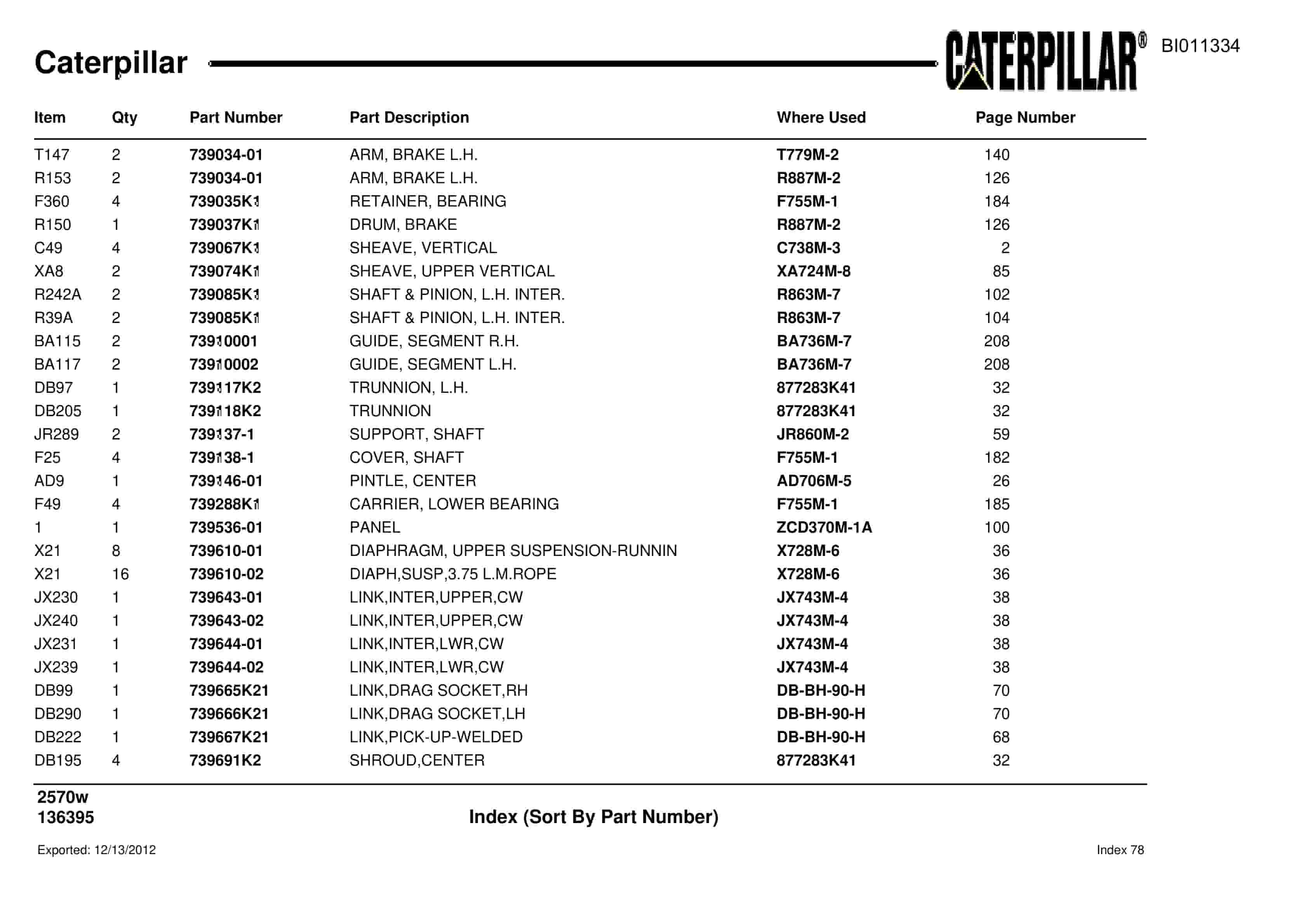 Caterpillar Dragline Parts Manual BI011334-4