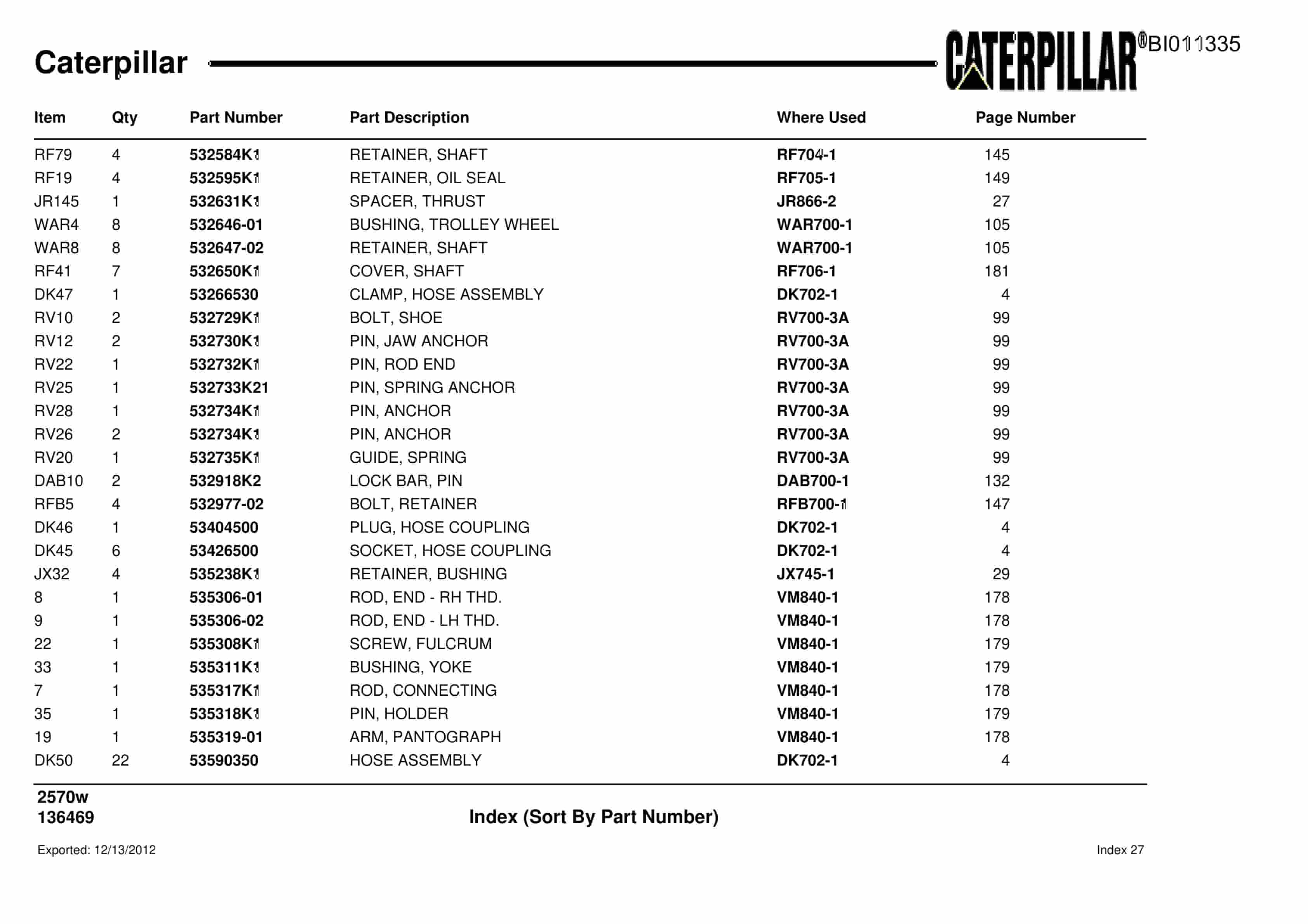 Caterpillar Dragline Parts Manual BI011335-3