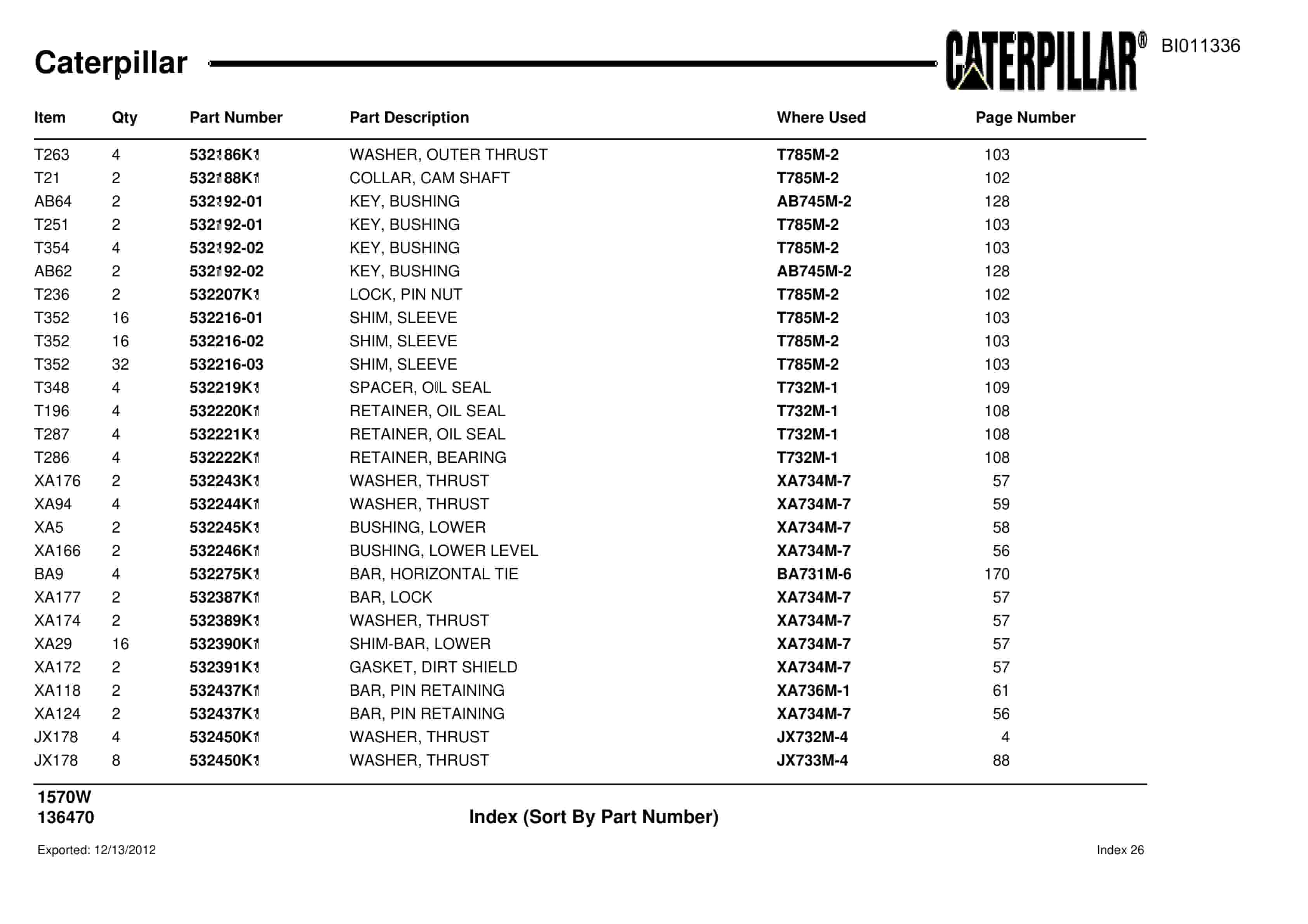 Caterpillar Dragline Parts Manual BI011336-3