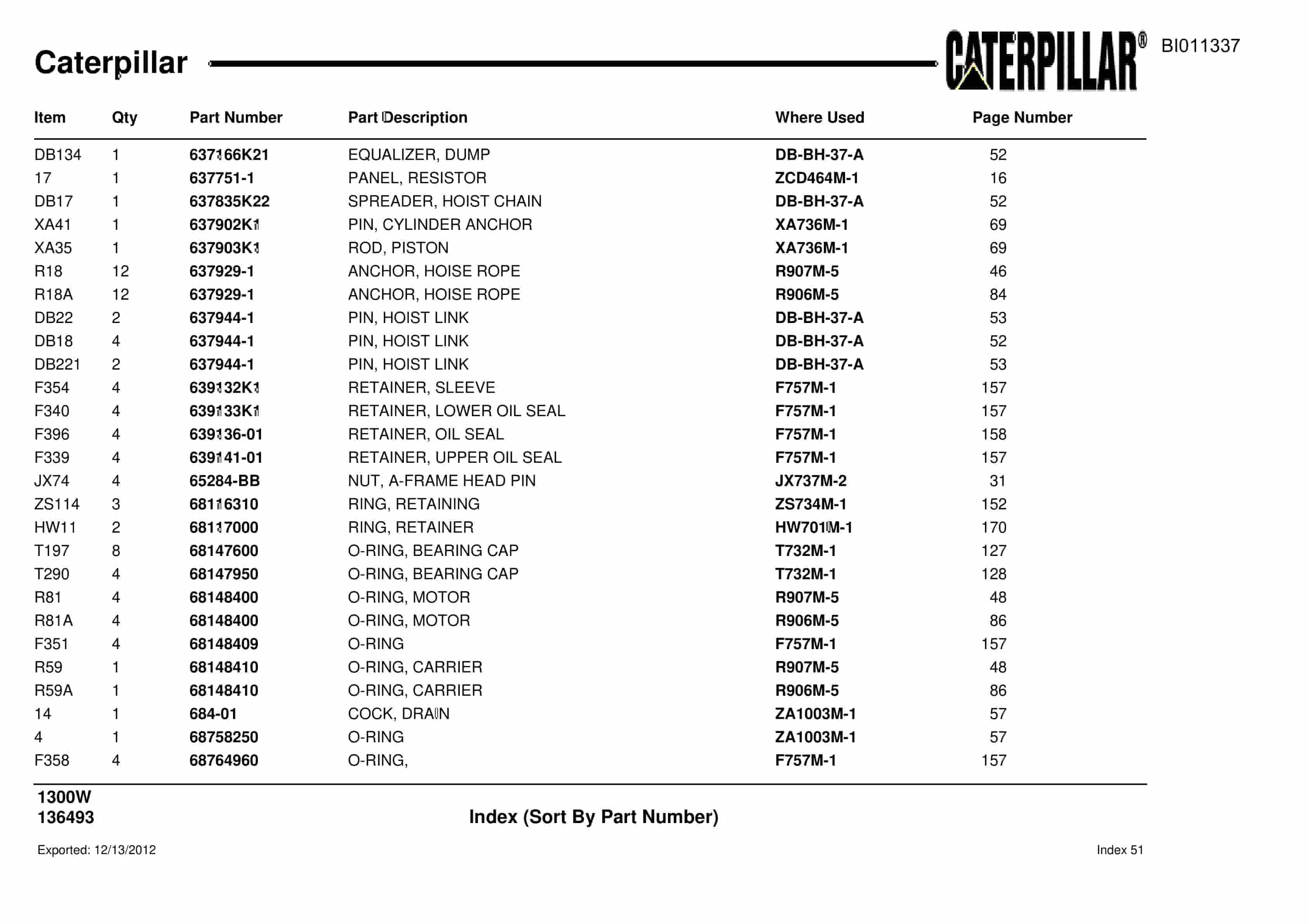 Caterpillar Dragline Parts Manual BI011337-4