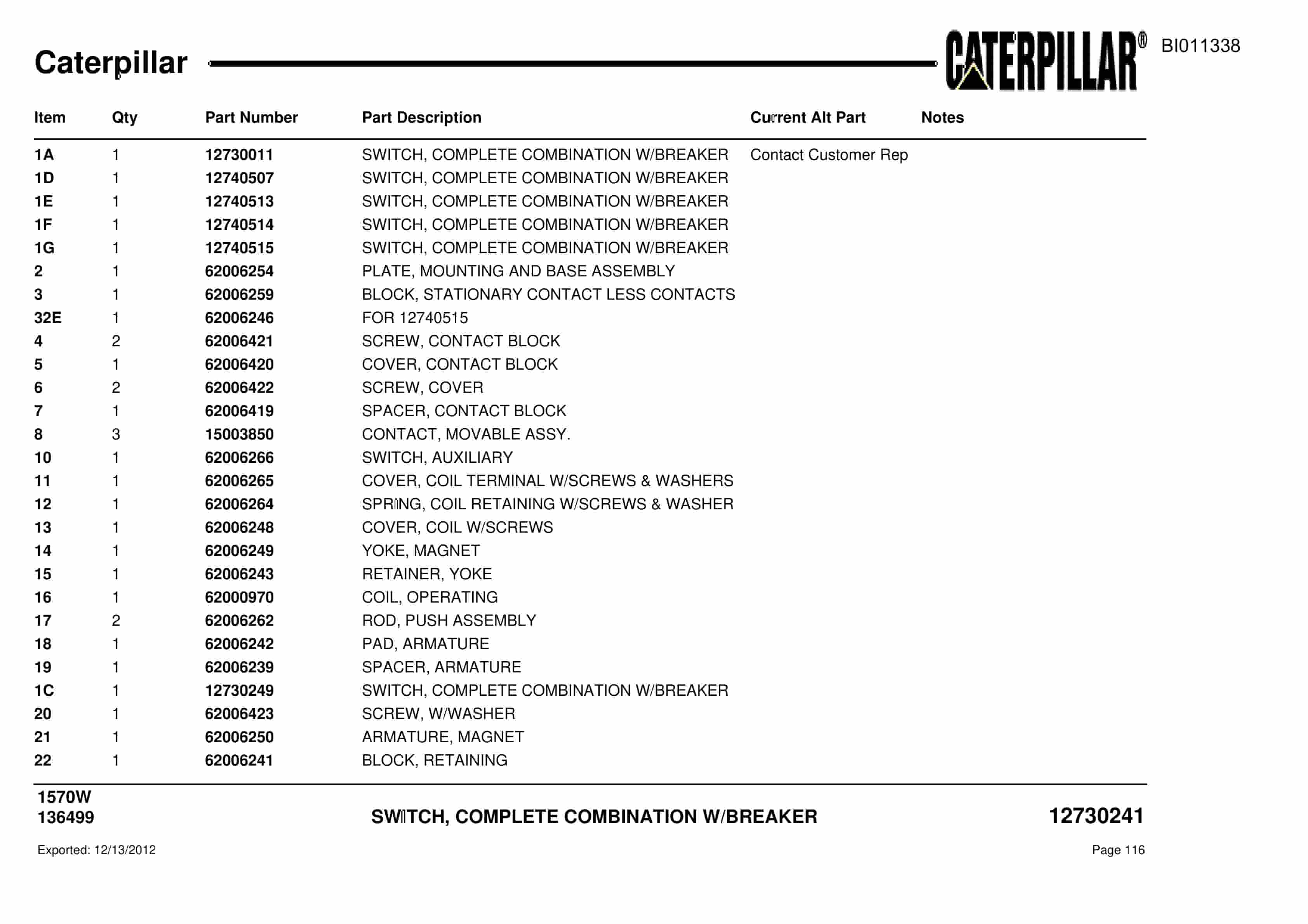 Caterpillar Dragline Parts Manual BI011338-2