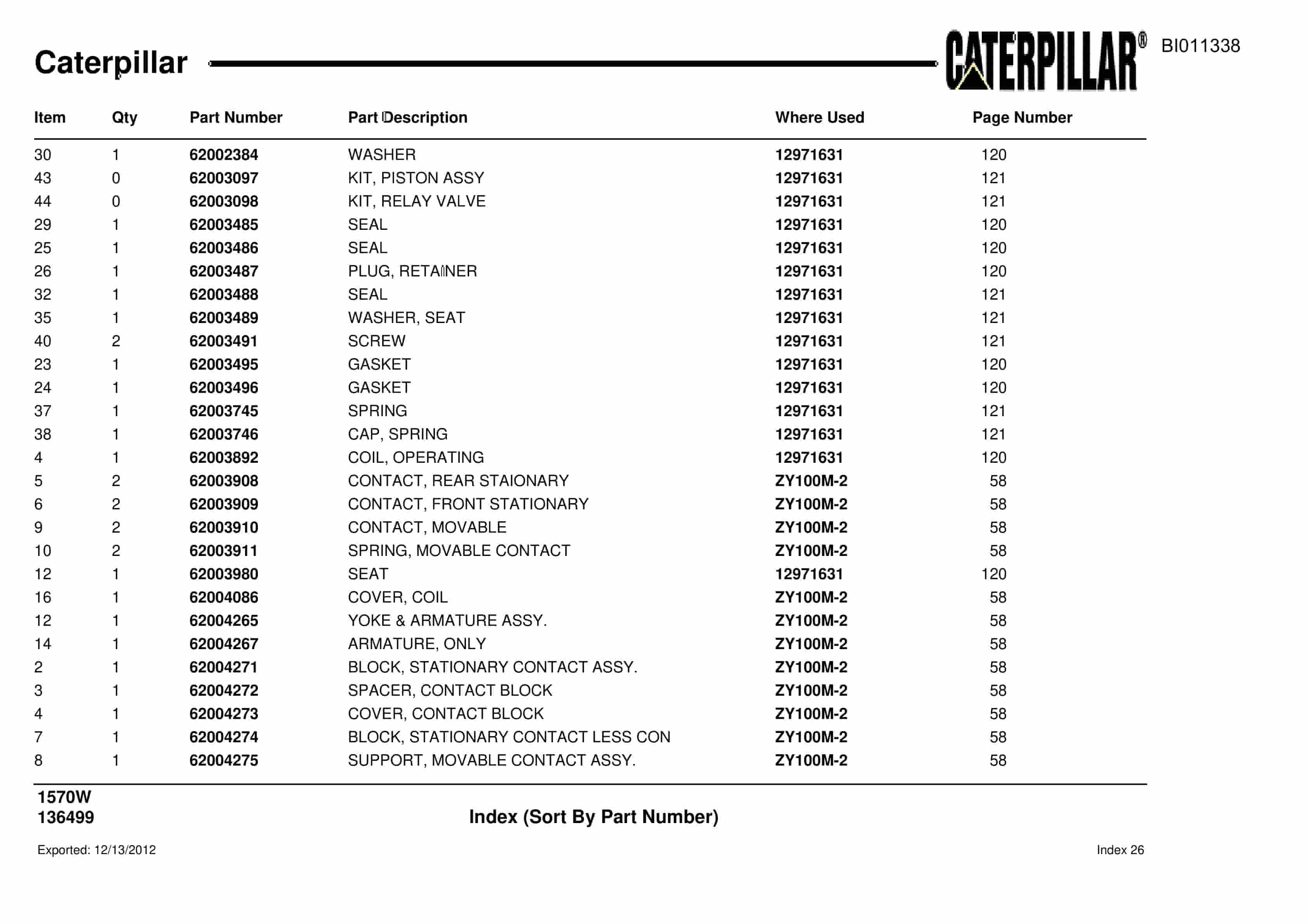 Caterpillar Dragline Parts Manual BI011338-3