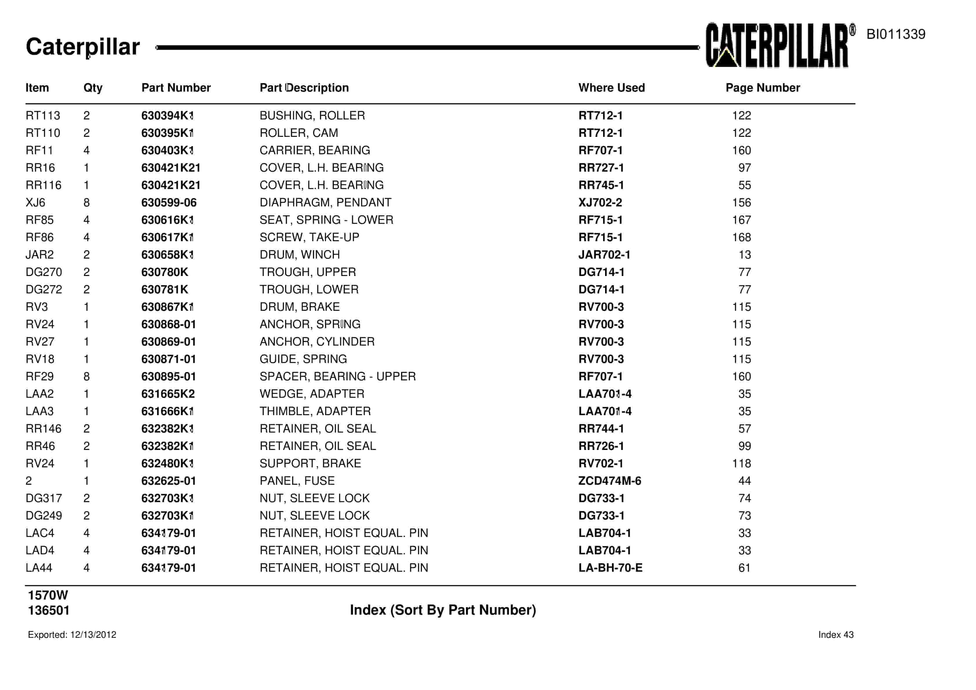 Caterpillar Dragline Parts Manual BI011339-4