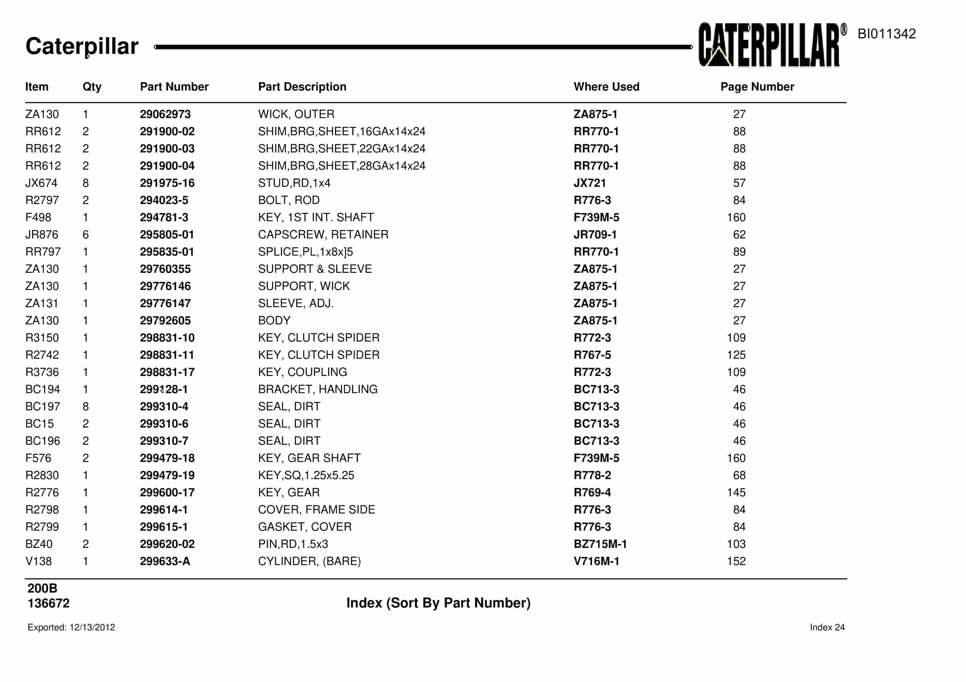 Caterpillar Dragline Parts Manual BI011342-3