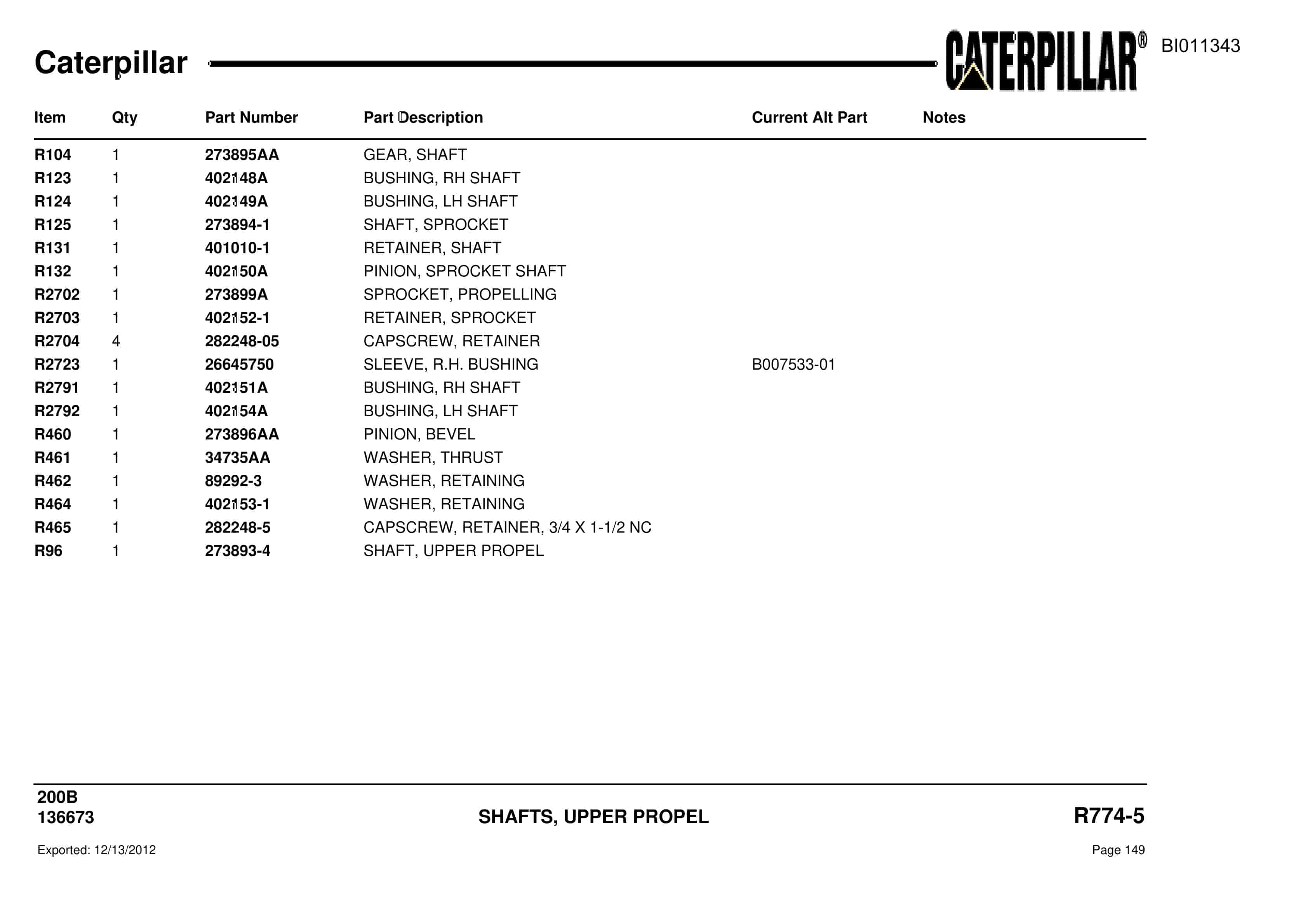 Caterpillar Dragline Parts Manual BI011343-2