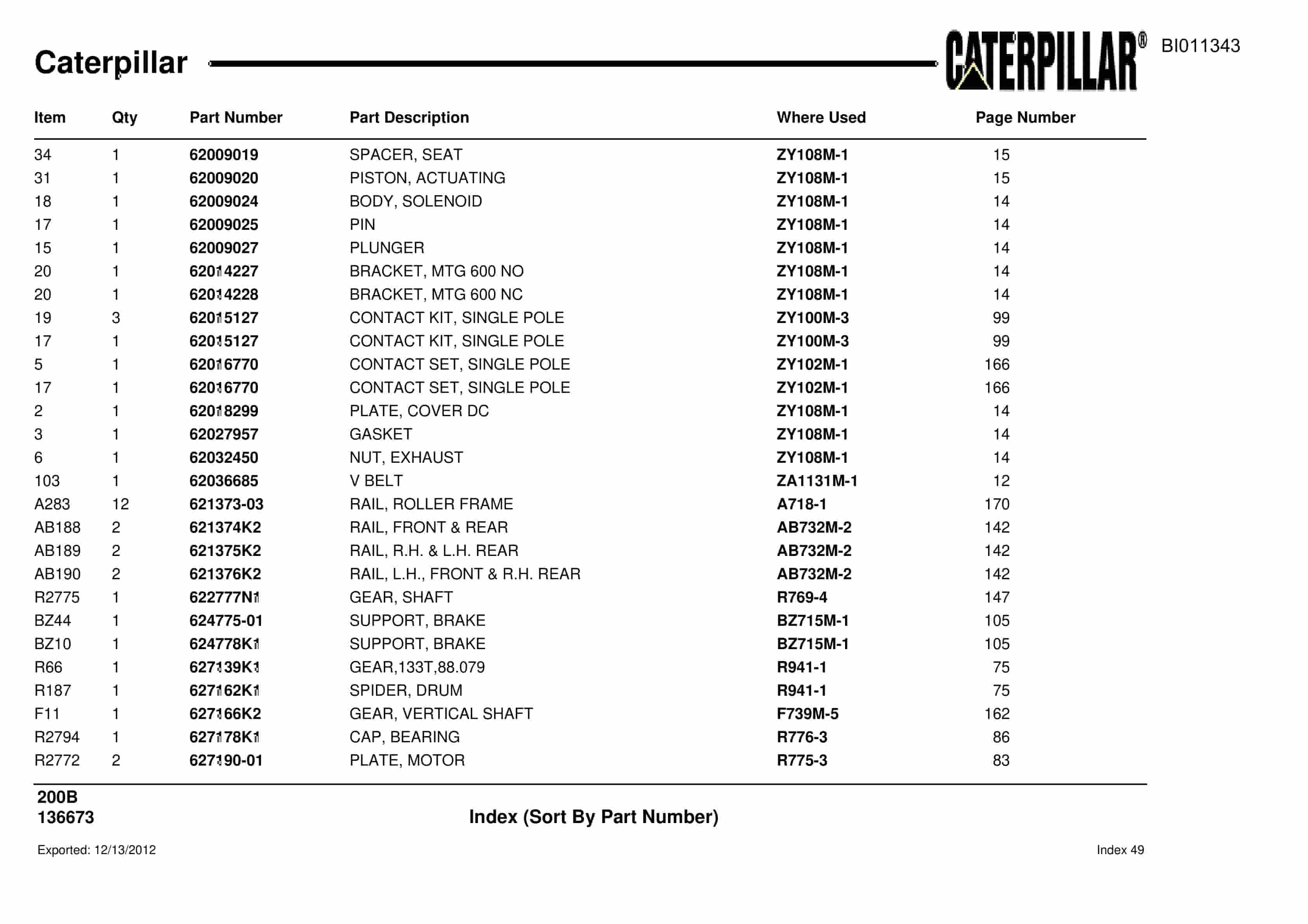 Caterpillar Dragline Parts Manual BI011343-4