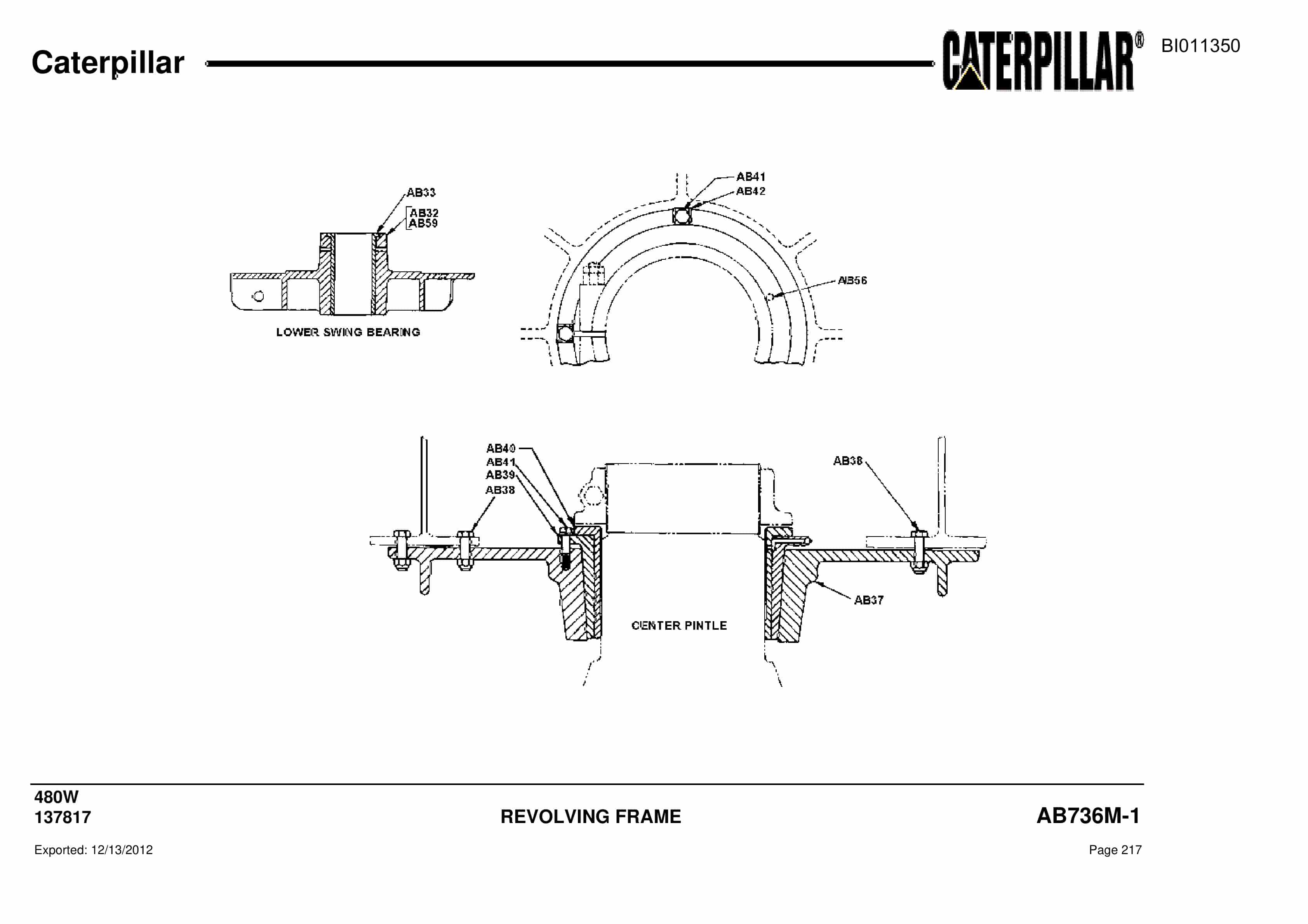 Caterpillar Dragline Parts Manual BI011350-2