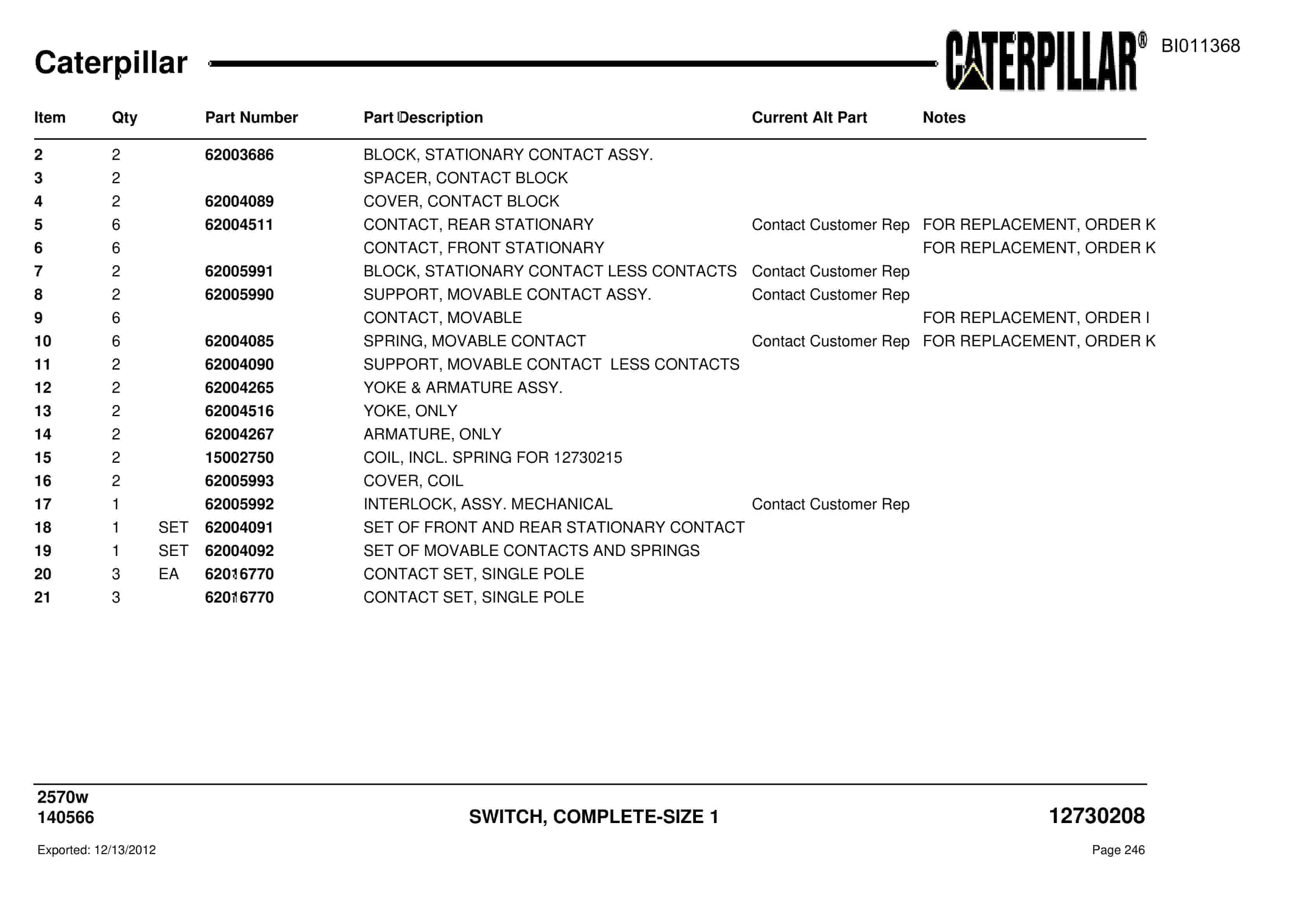 Caterpillar Dragline Parts Manual BI011368-2
