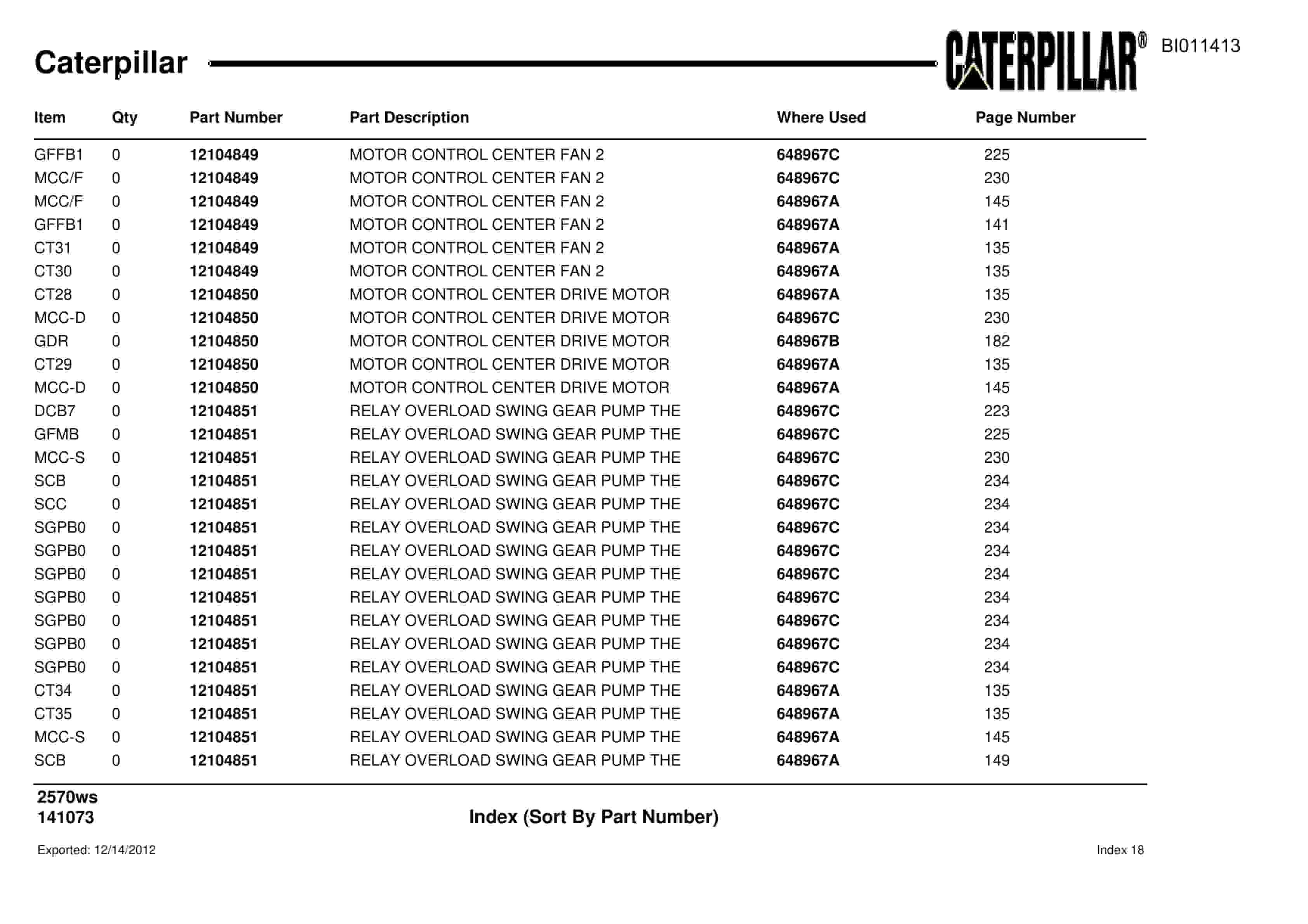 Caterpillar Dragline Parts Manual BI011413-3