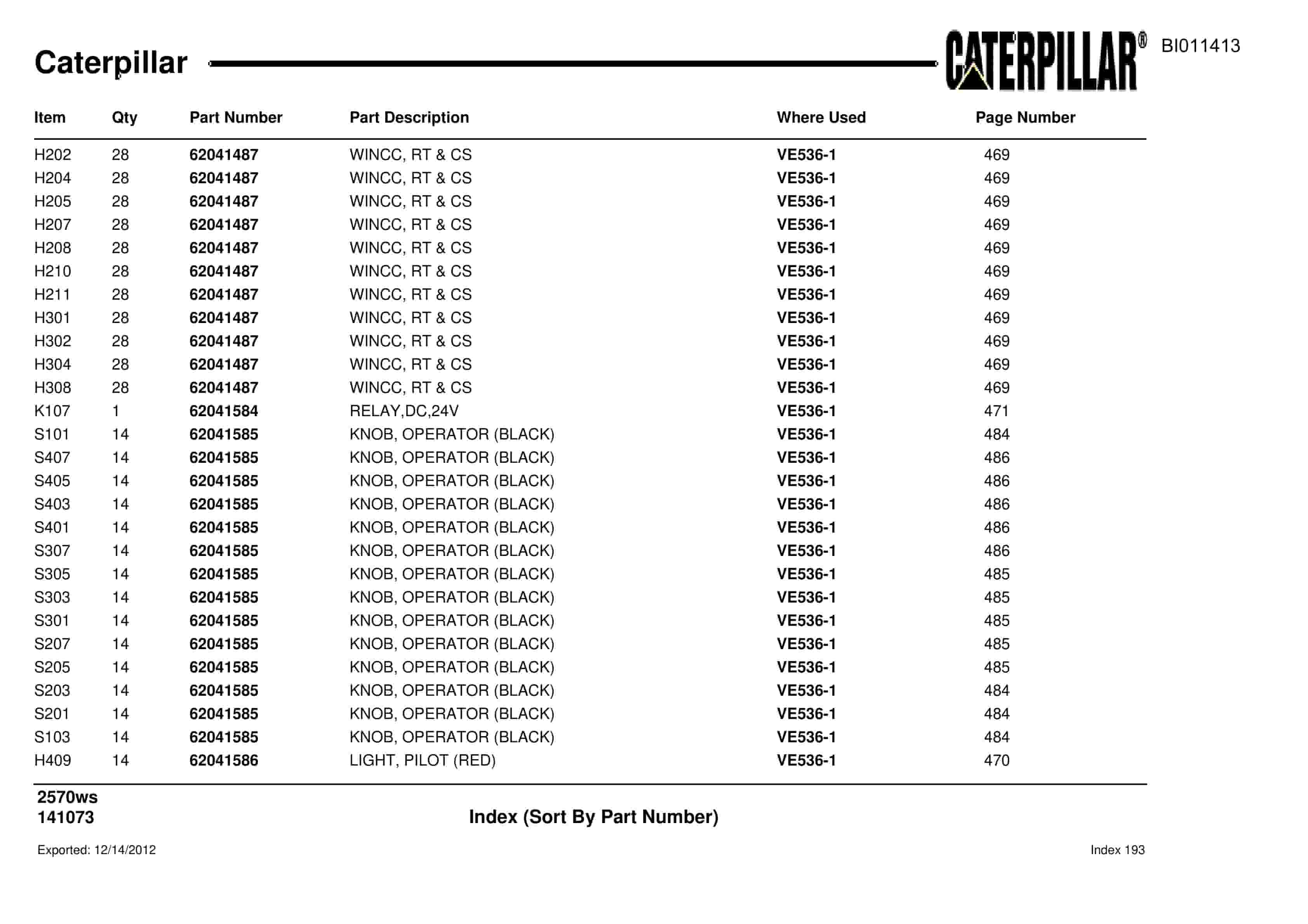 Caterpillar Dragline Parts Manual BI011413-5