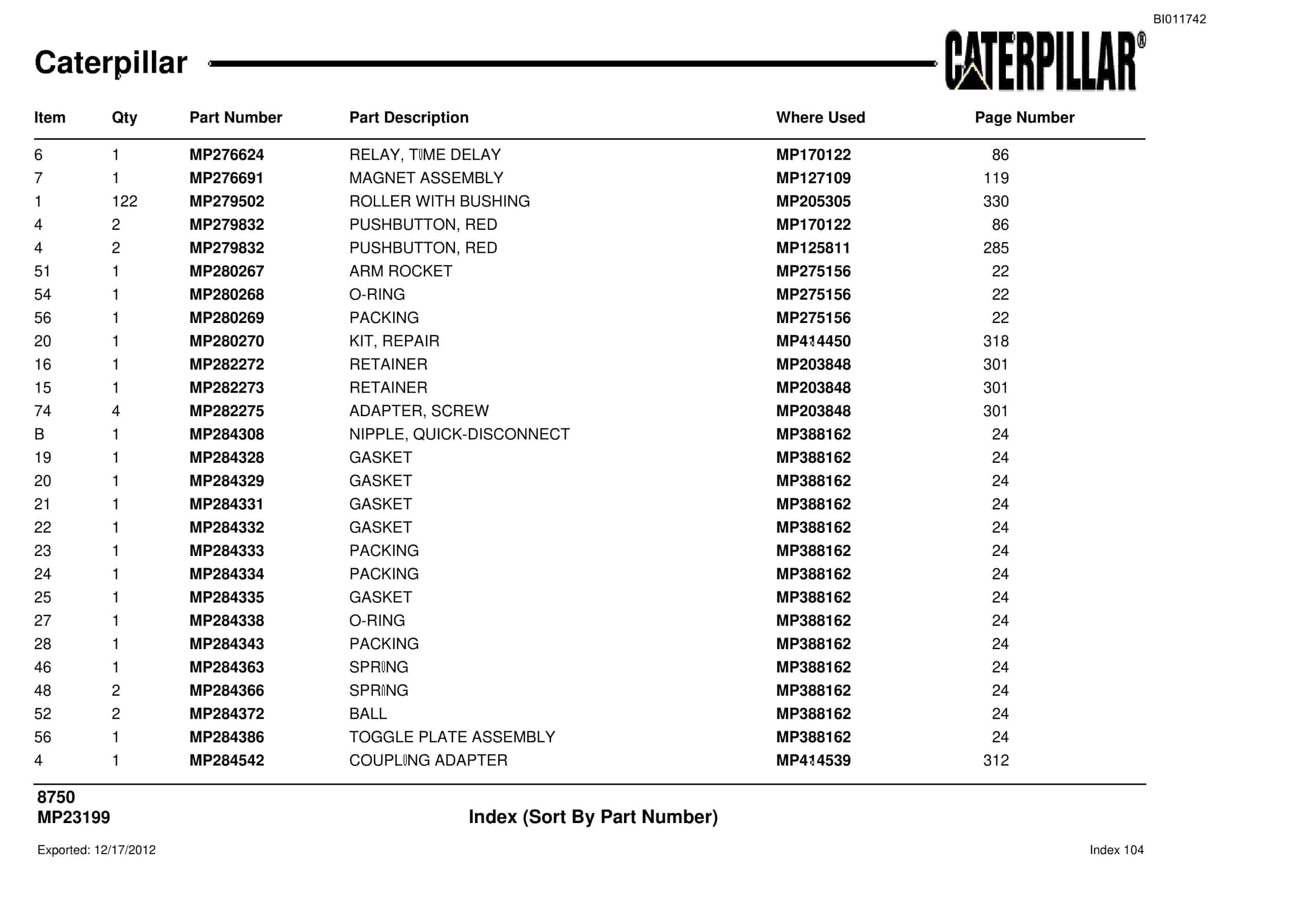 Caterpillar Dragline Parts Manual BI011742-4
