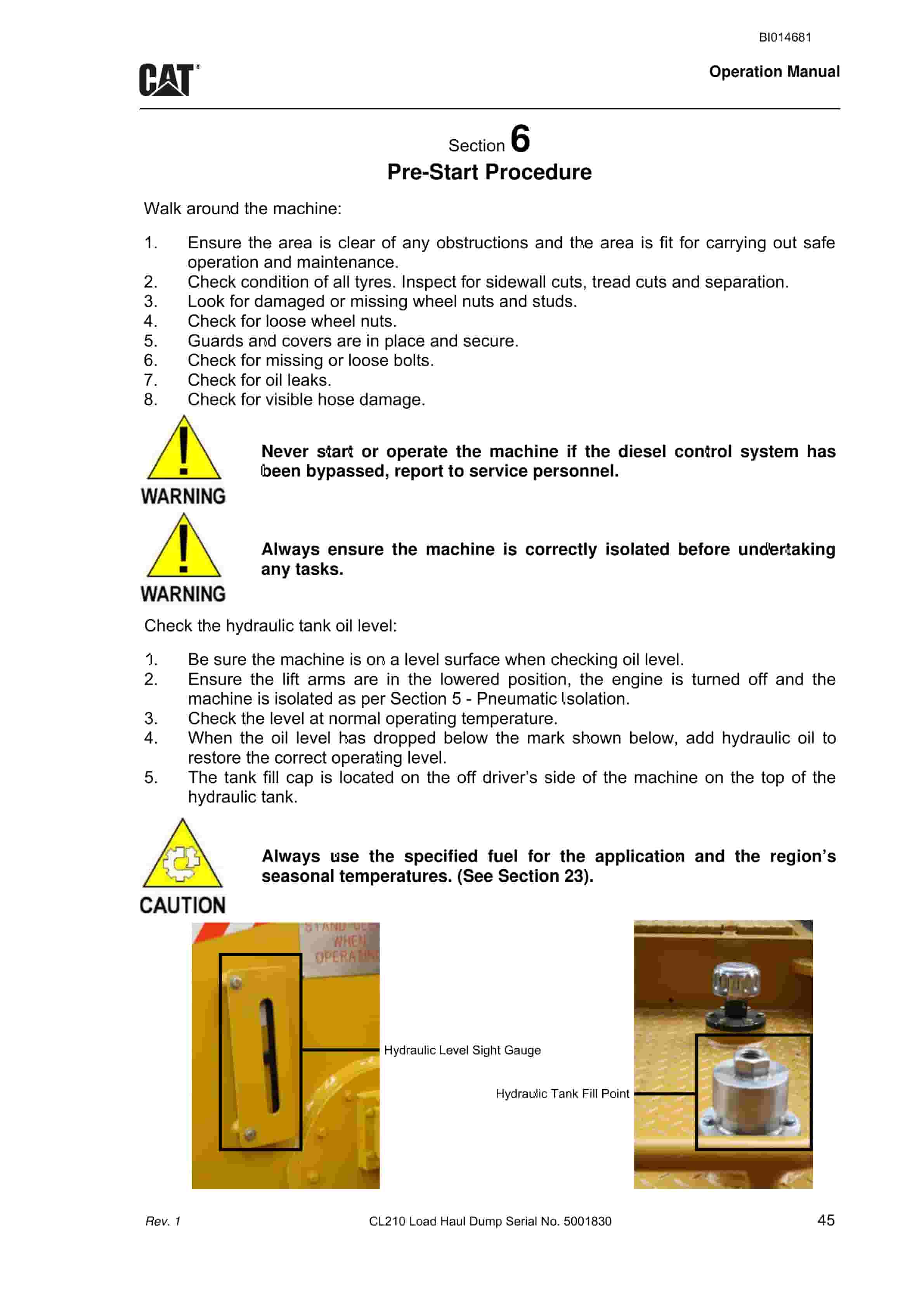 Caterpillar FBL-10 (CL210) Load Haul Dump Operation Manual BI014681 2 Caterpillar FBL-10 (CL210) Load Haul Dump Operation Manual BI014681 - Image 2