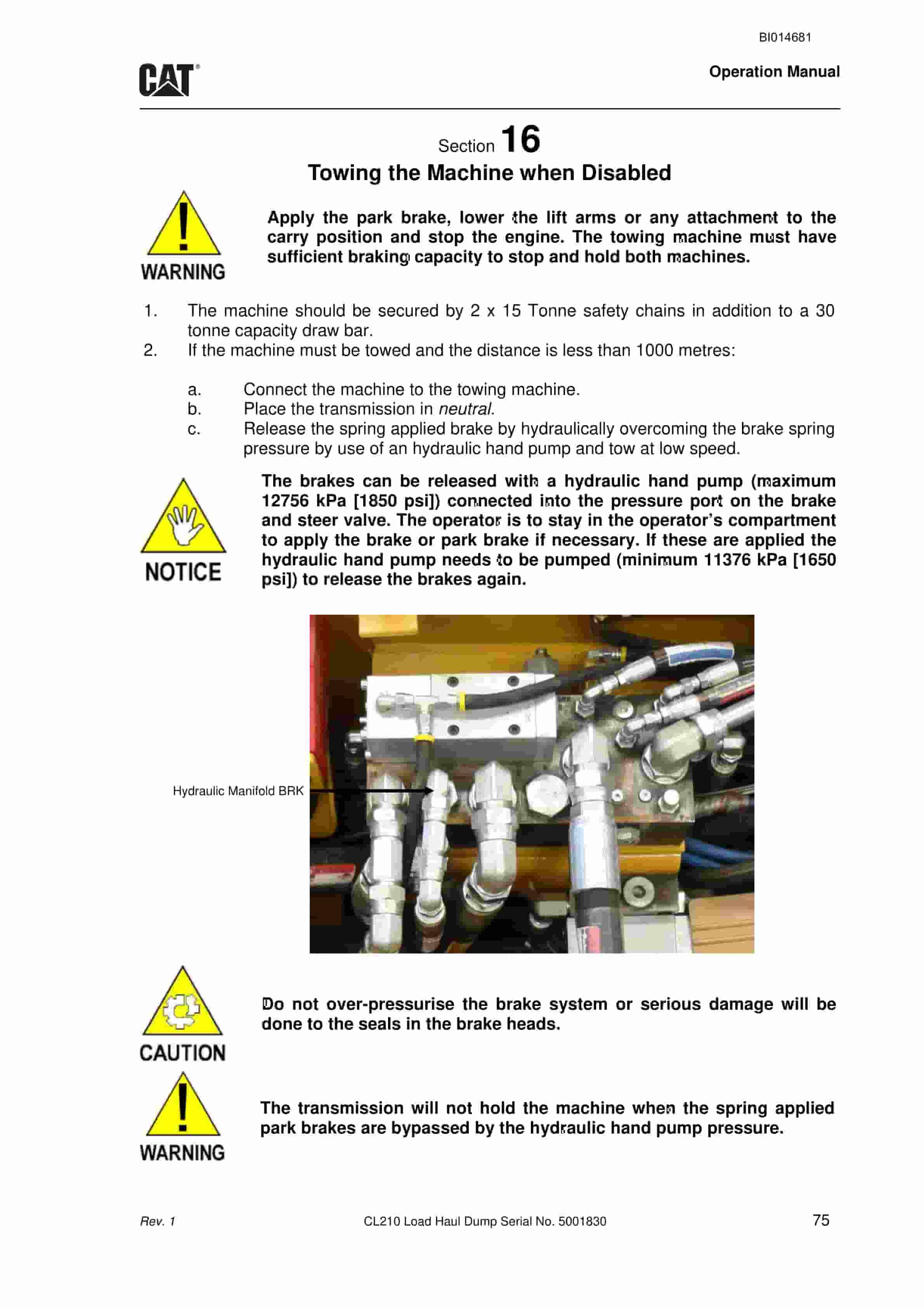 Caterpillar FBL-10 (CL210) Load Haul Dump Operation Manual BI014681 5 Caterpillar FBL-10 (CL210) Load Haul Dump Operation Manual BI014681 - Image 5