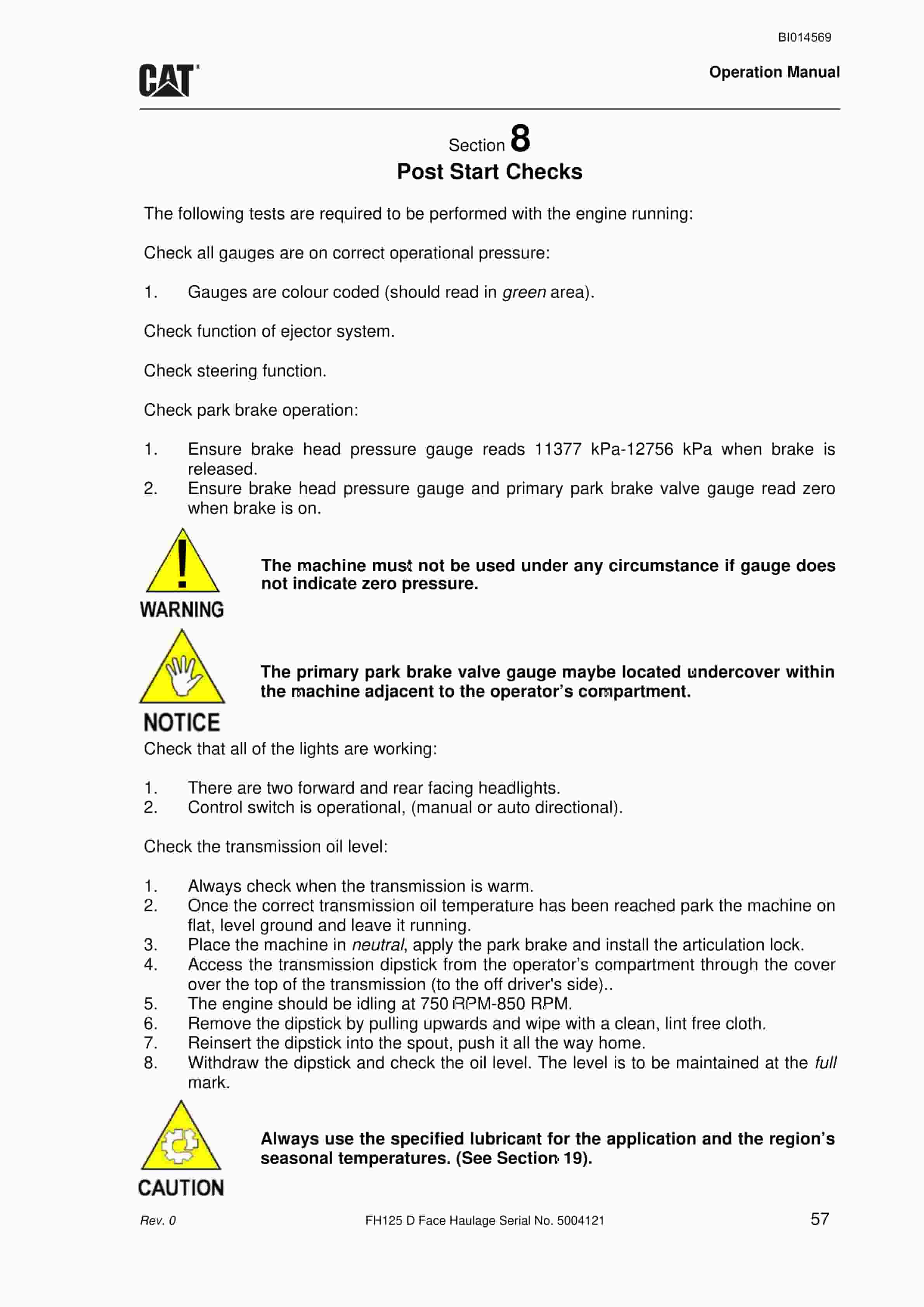 Caterpillar FH125 D Face Haulage Operation Manual BI014569 3 Caterpillar FH125 D Face Haulage Operation Manual BI014569 - Image 3
