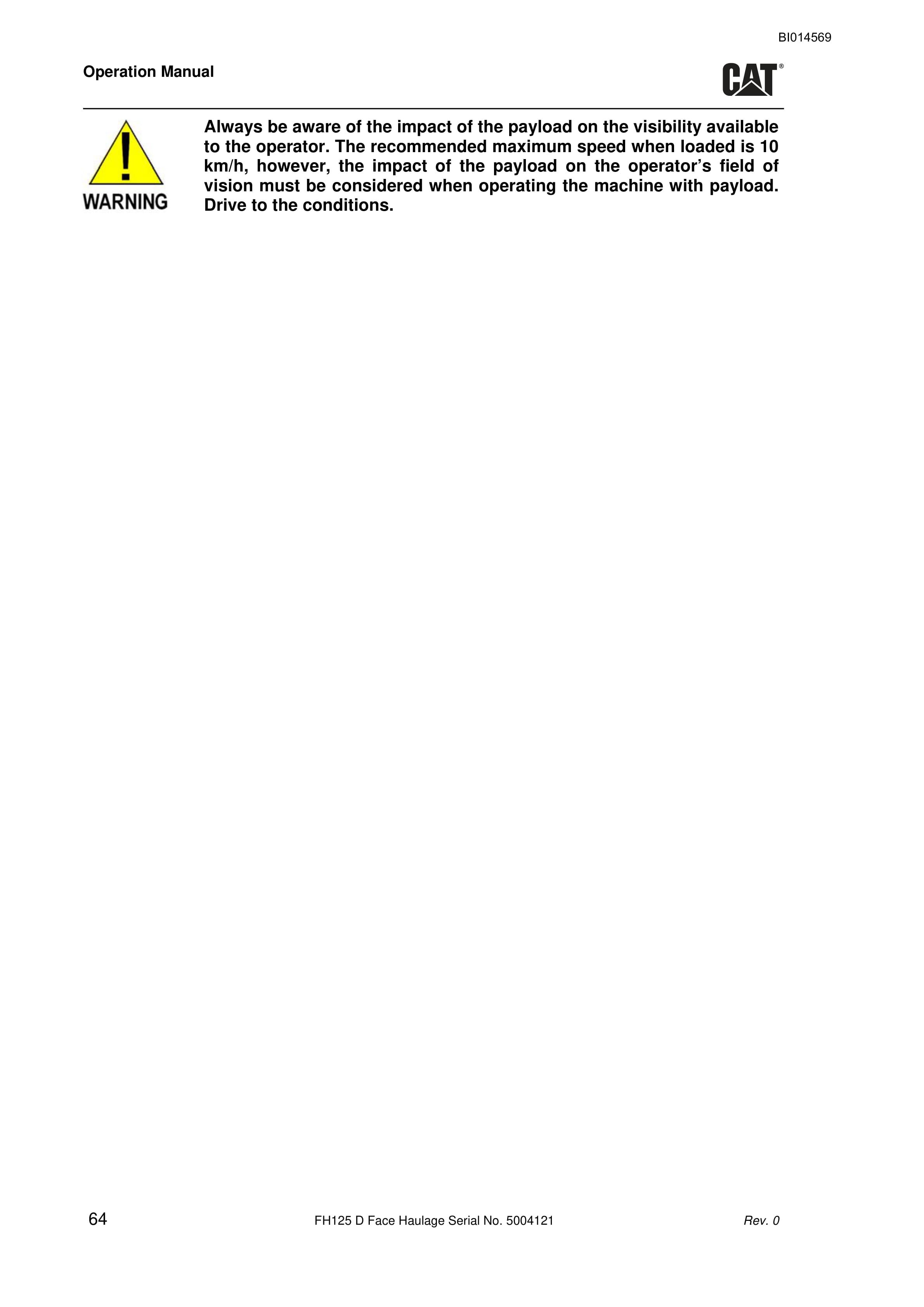 Caterpillar FH125 D Face Haulage Operation Manual BI014569 4 Caterpillar FH125 D Face Haulage Operation Manual BI014569 - Image 4
