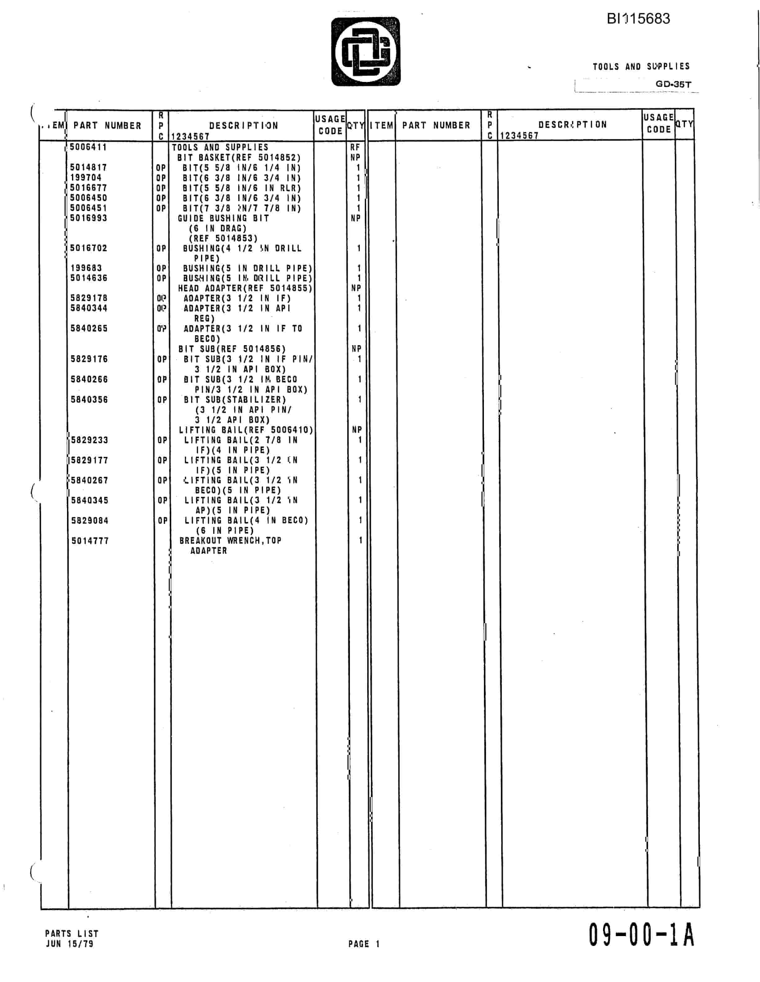 Caterpillar GD-35T Parts Manual BI115683-4