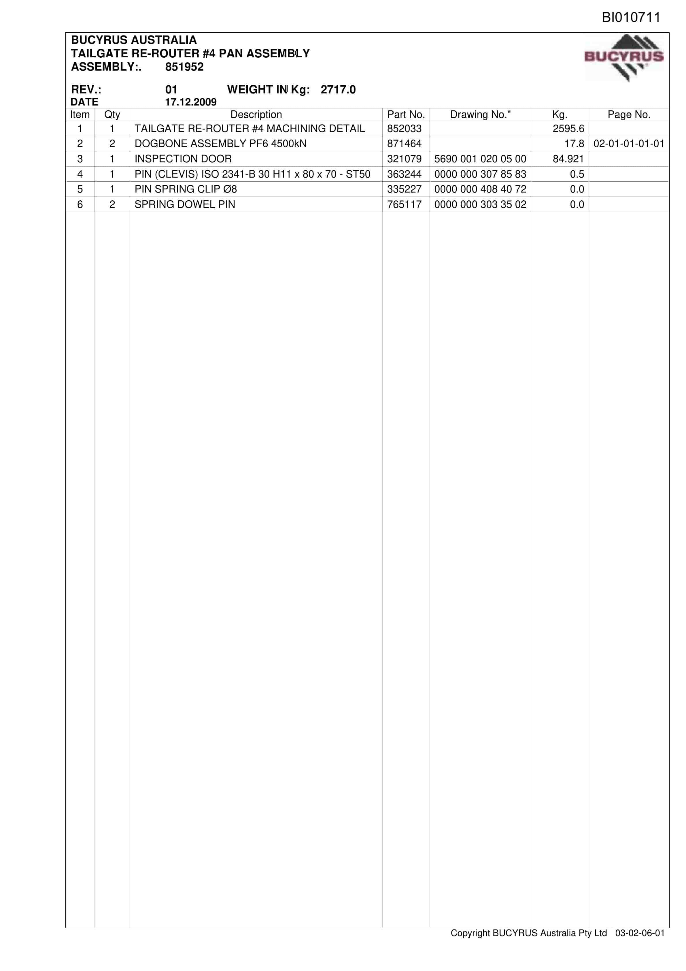 Caterpillar Integra Coal AFC Parts Manual BI010711-4