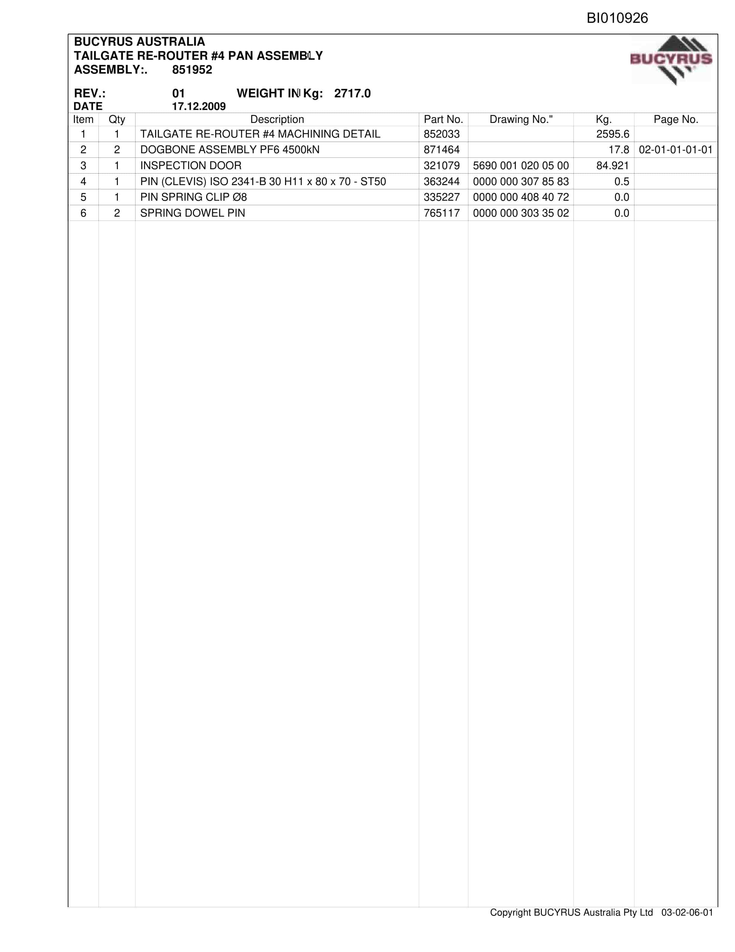 Caterpillar Integra Coal AFC Parts Manual BI010926-4