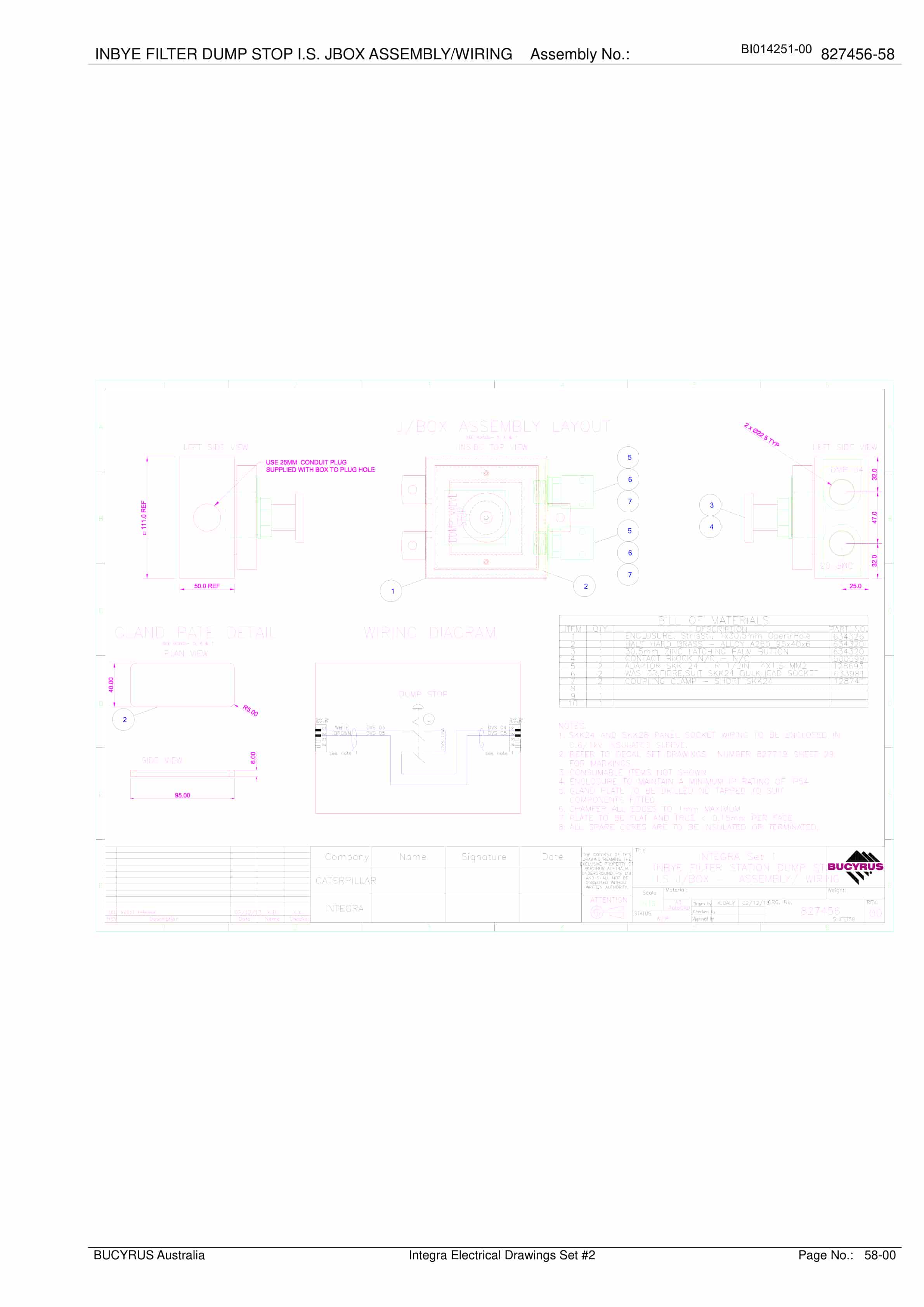 Caterpillar Integra Electrical Set 2 Parts Manual BI014251-00-3