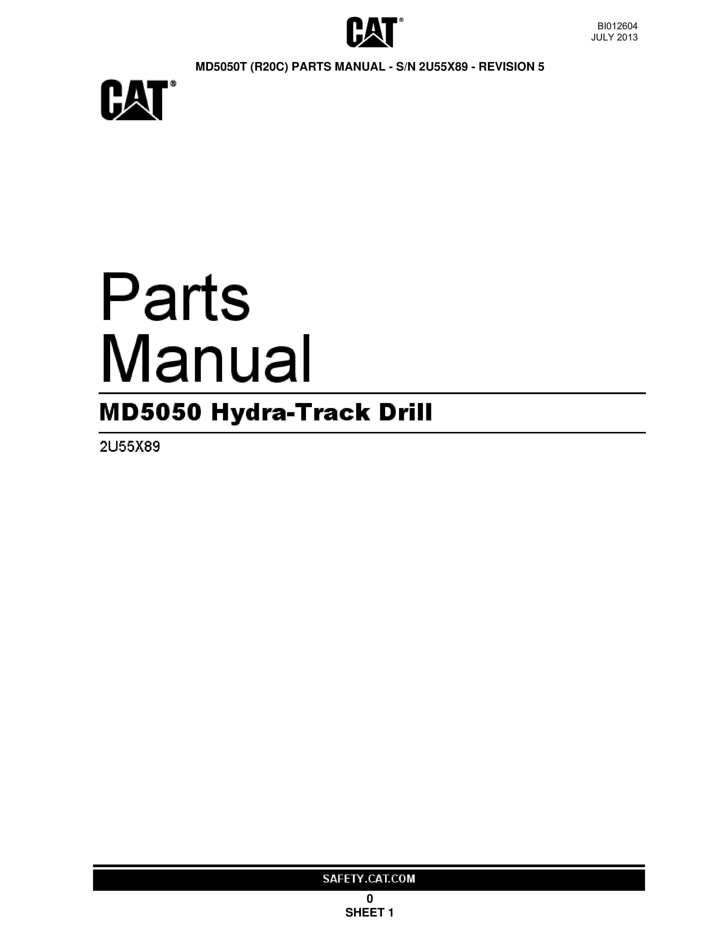 Caterpillar MD5050 Hydra-Track Drill Parts Manual BI012604 1 Caterpillar MD5050 Hydra-Track Drill Parts Manual BI012604