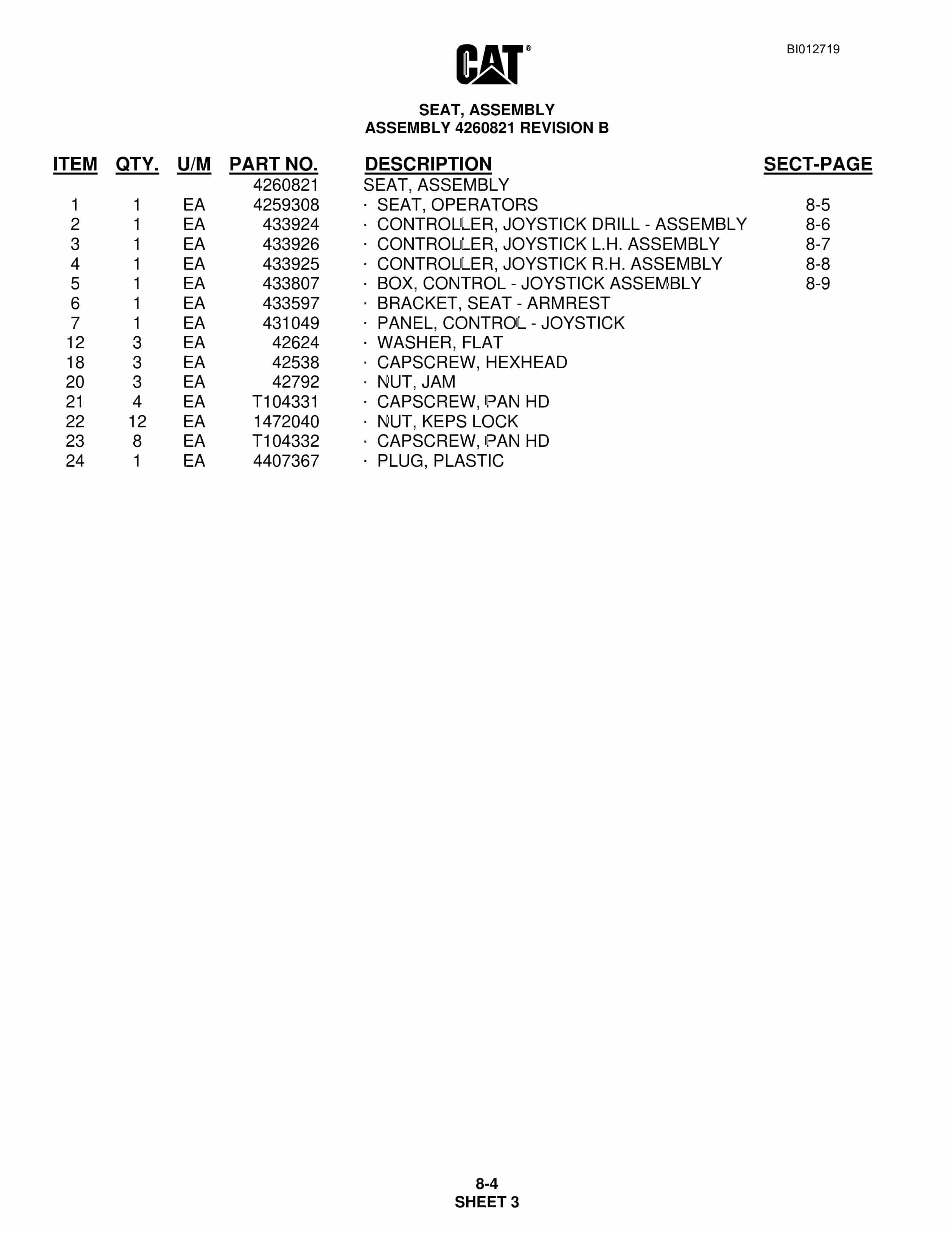 Caterpillar MD5075 Hydra-Track Drill Parts Manual BI012719 3 Caterpillar MD5075 Hydra-Track Drill Parts Manual BI012719 - Image 3