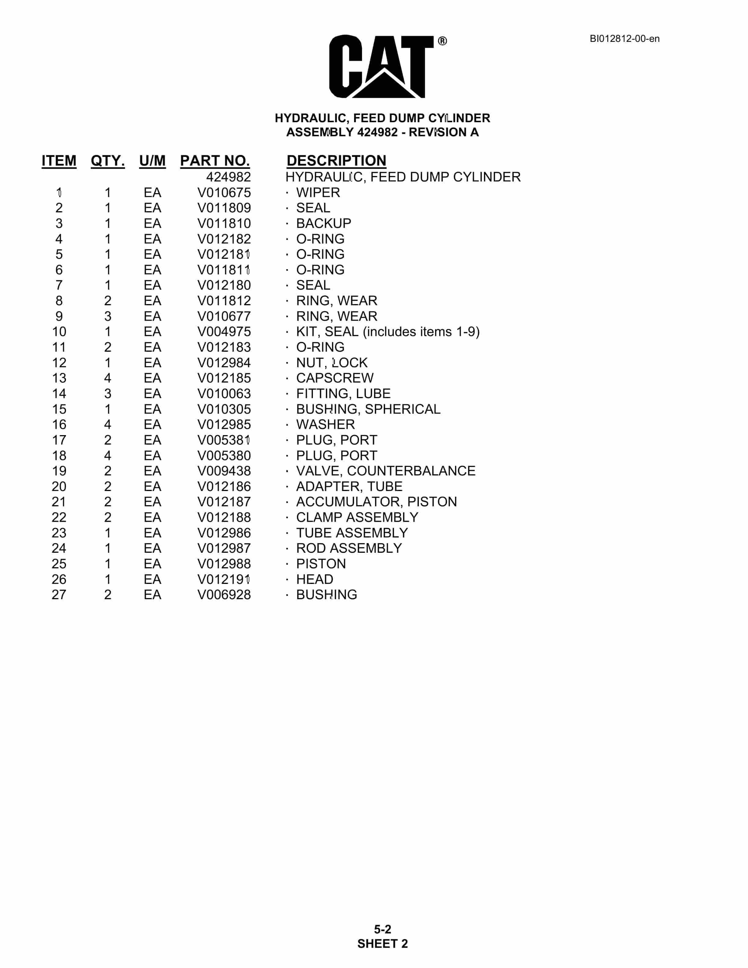 Caterpillar MD5090 Hydra-Trac Drill Parts Manual BI012812 2 Caterpillar MD5090 Hydra-Trac Drill Parts Manual BI012812 - Image 2