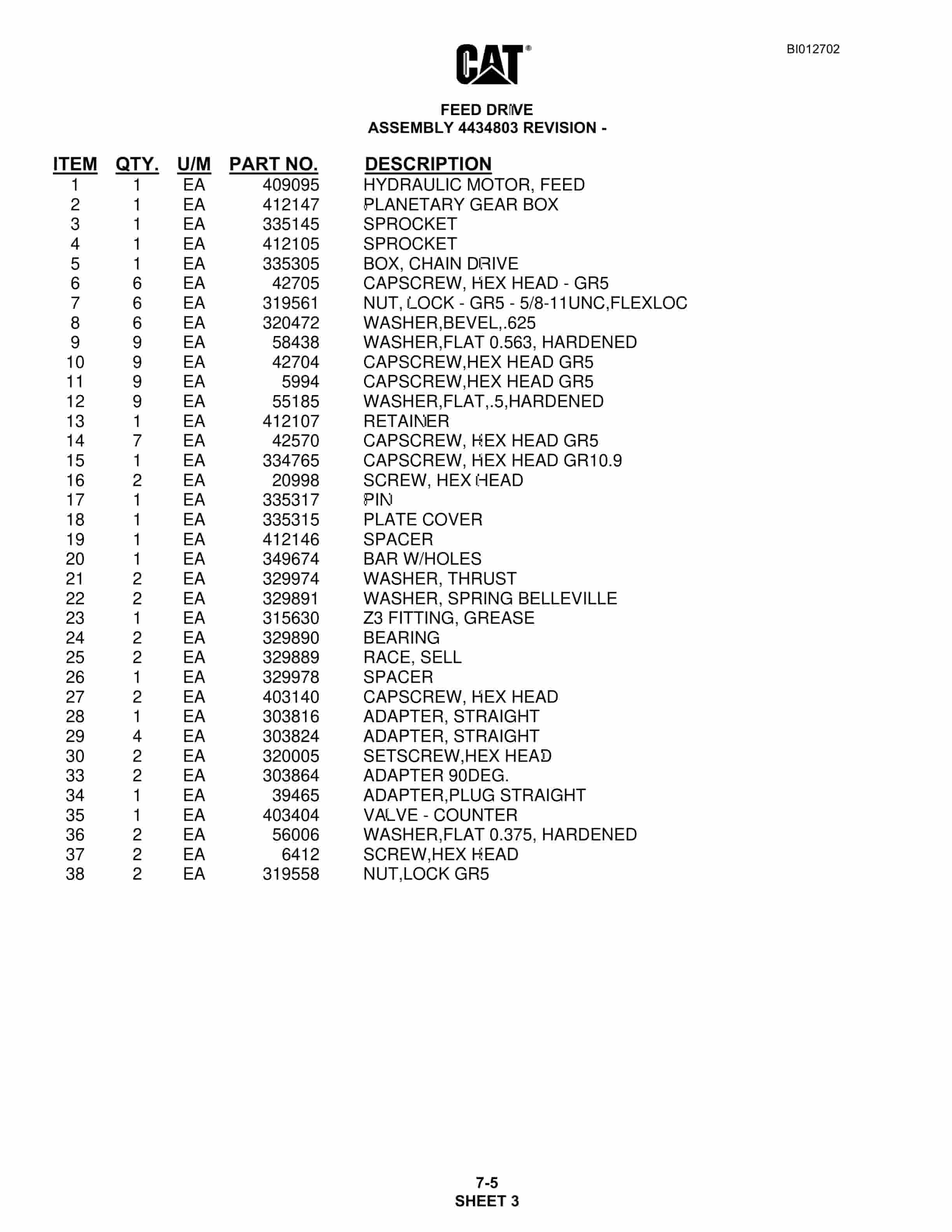 Caterpillar MD5125 Hydra Track Drill Parts Manual BI012702 2 Caterpillar MD5125 Hydra Track Drill Parts Manual BI012702 - Image 2