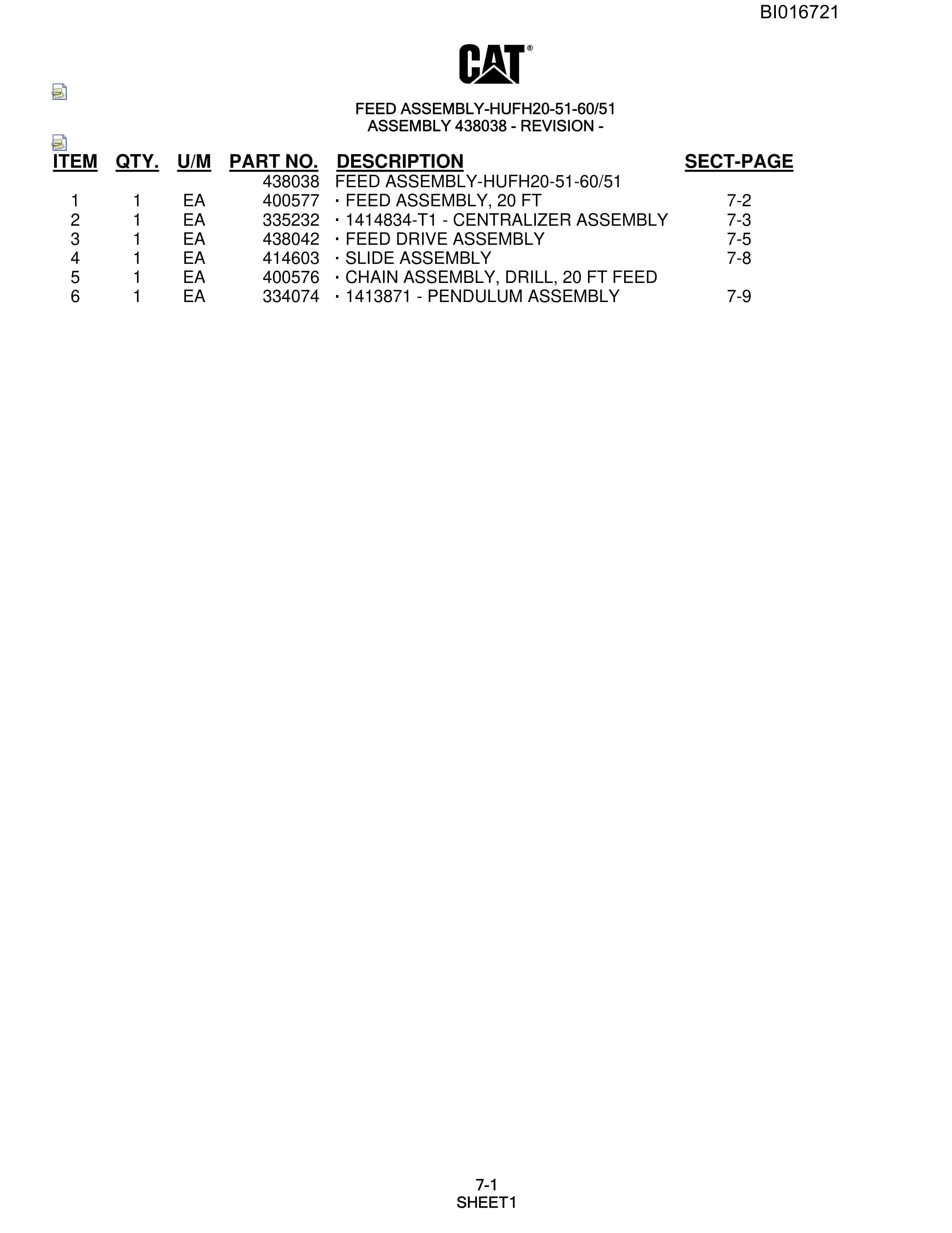 Caterpillar MD5125 Hydra Track Drill Parts Manual BI016721-2