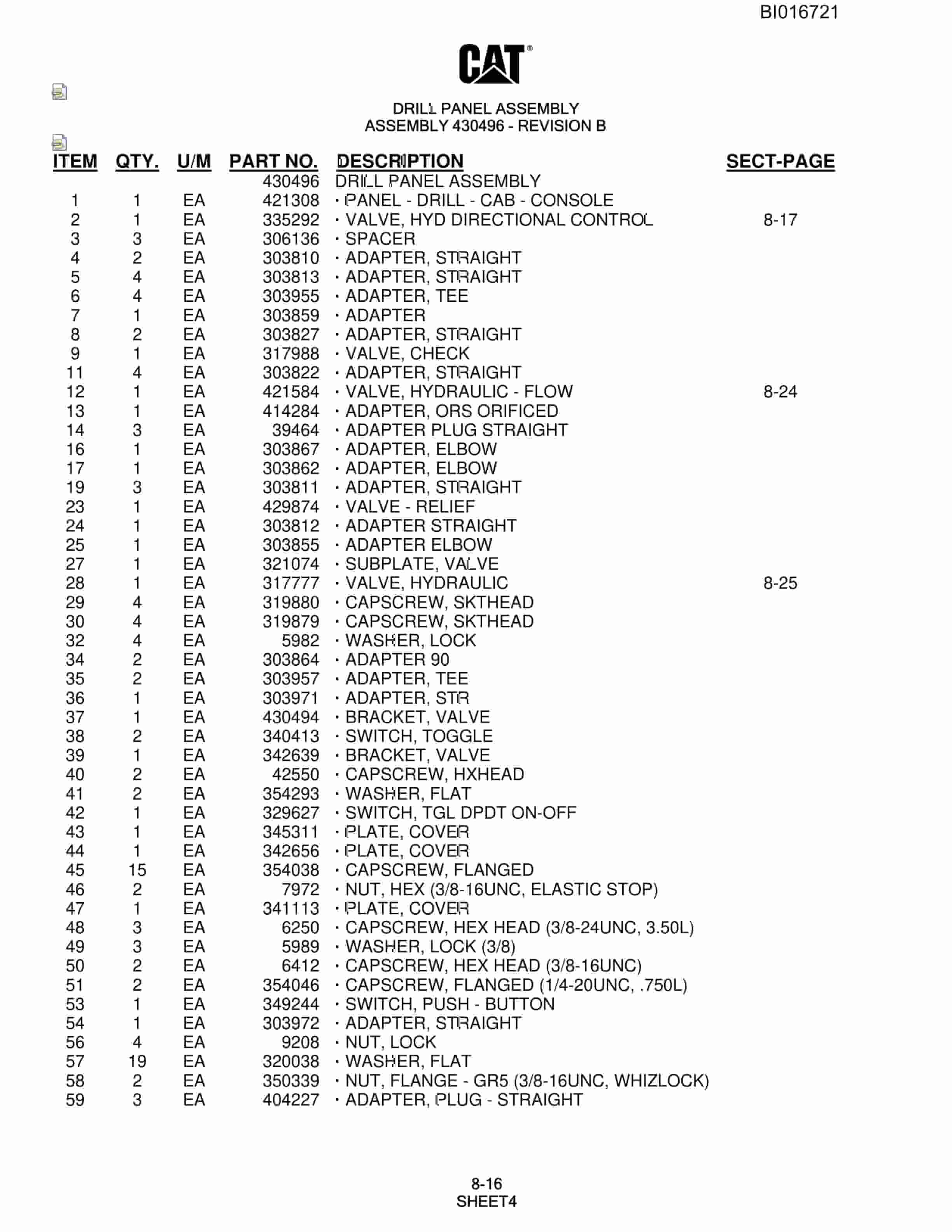 Caterpillar MD5125 Hydra Track Drill Parts Manual BI016721-3