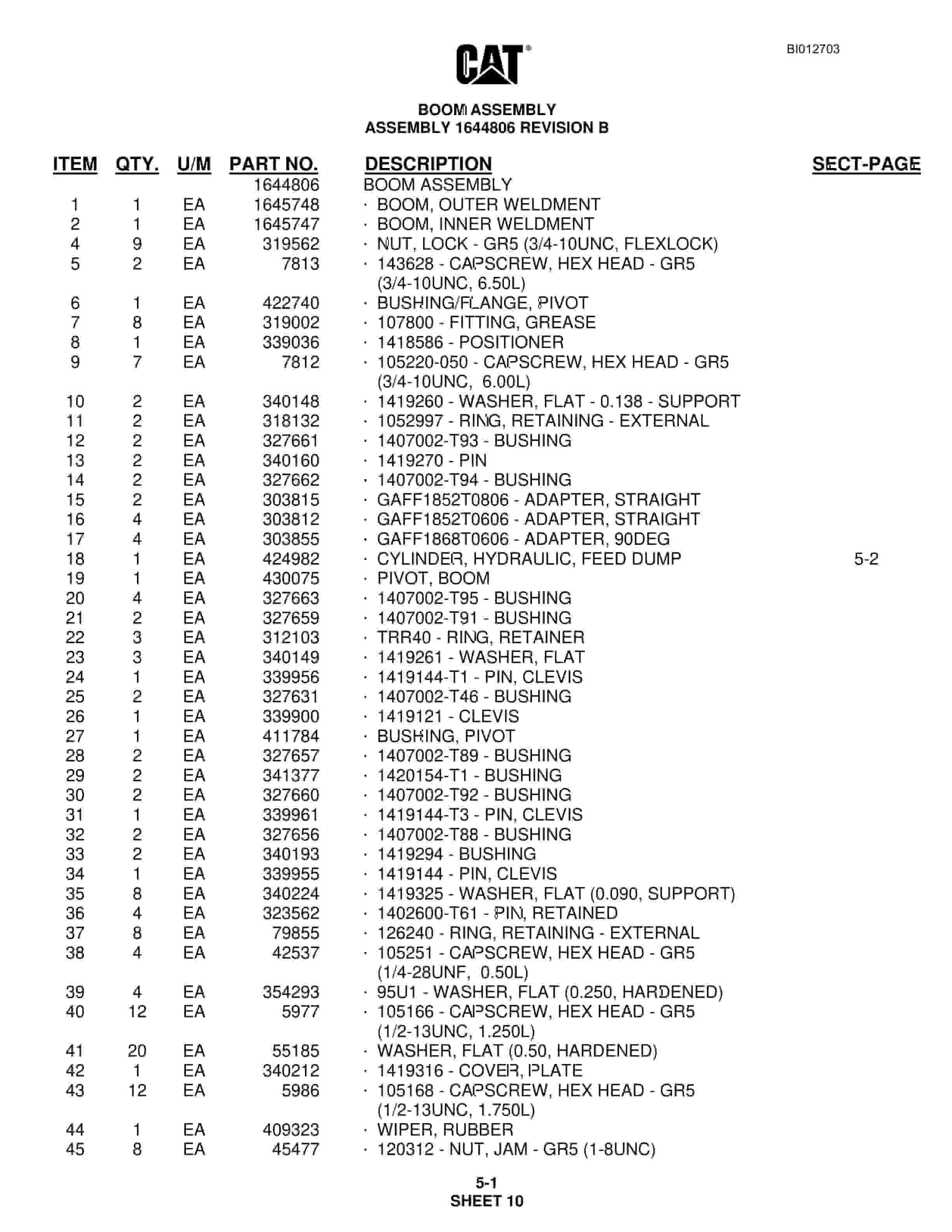 Caterpillar MD5150 Hydra-Track Drill Parts Manual BI012703 2 Caterpillar MD5150 Hydra-Track Drill Parts Manual BI012703 - Image 2