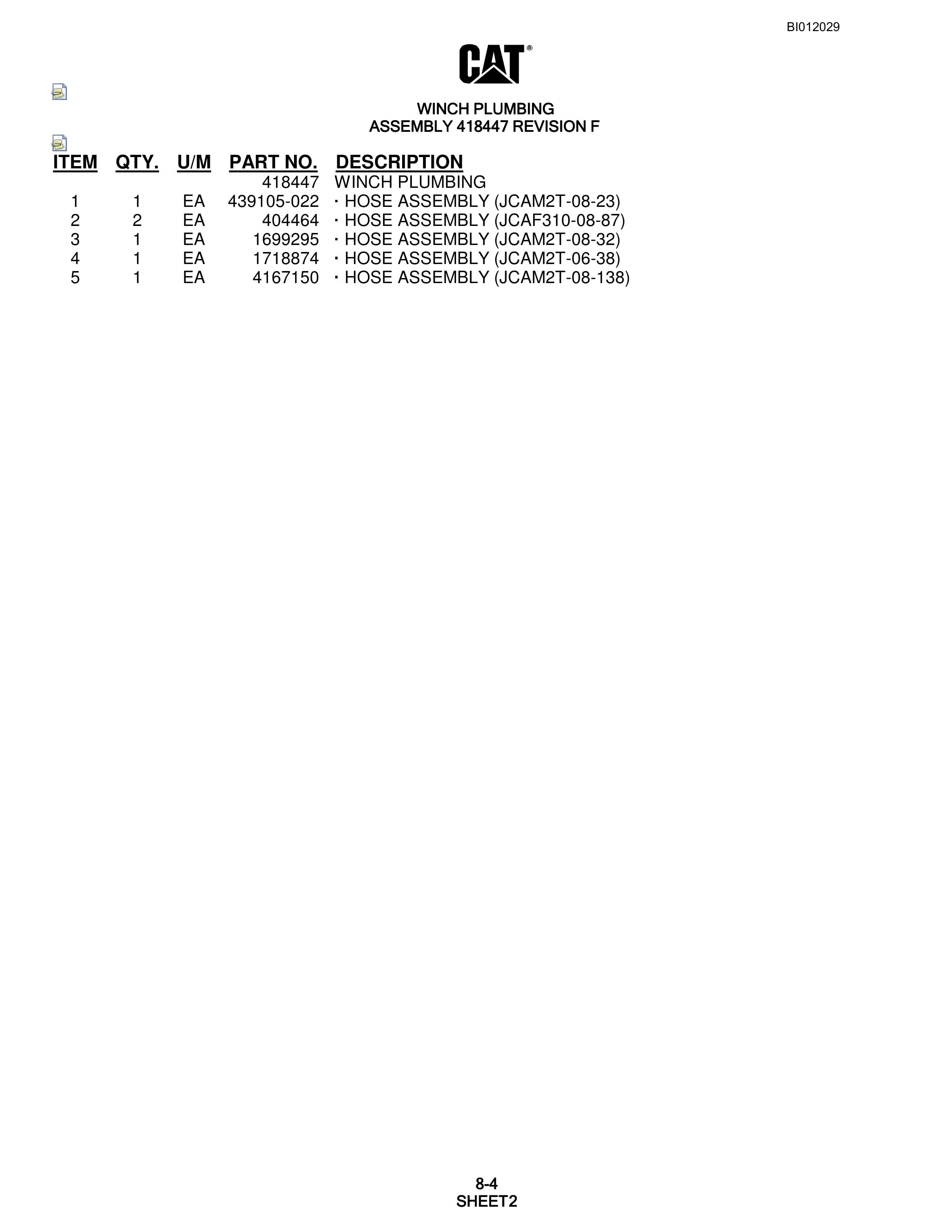 Caterpillar MD6240 Rotary Blasthole Drill Parts Manual BI012029-5