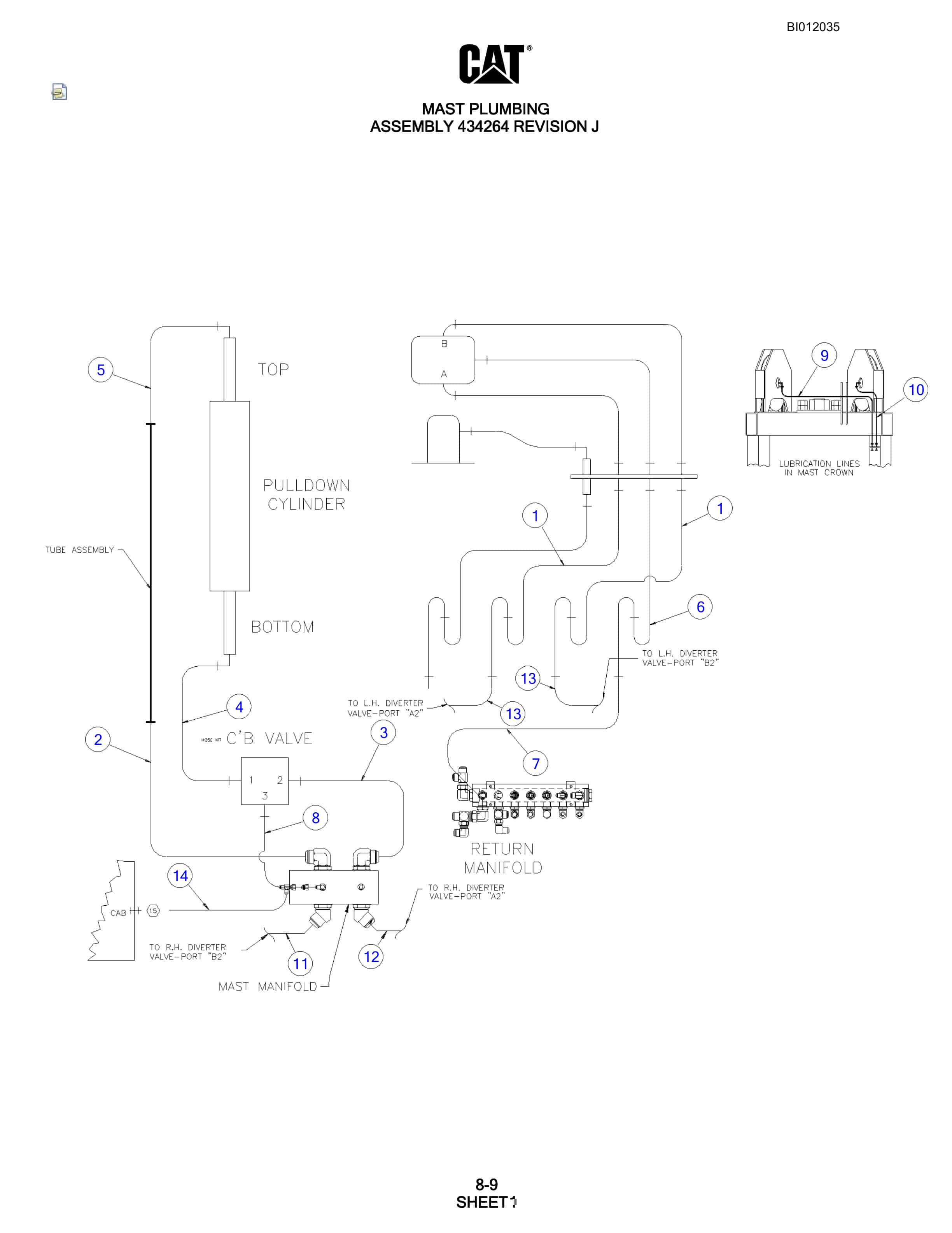 Caterpillar MD6240 Rotary Blasthole Drill Parts Manual BI012035-5